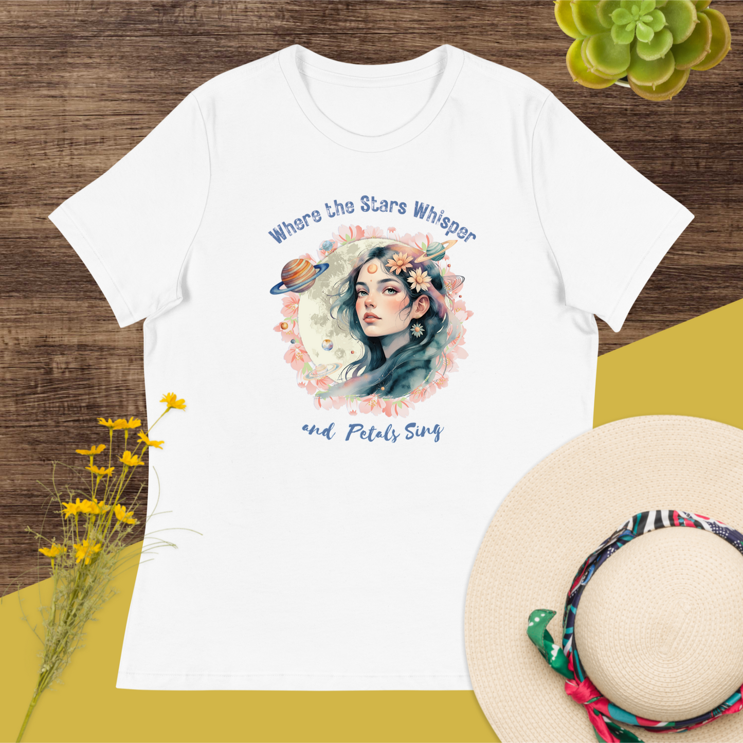 Where the Stars Whisper Women's Relaxed Graphic Print Bella + Canvas T-Shirt DAME BOHEME