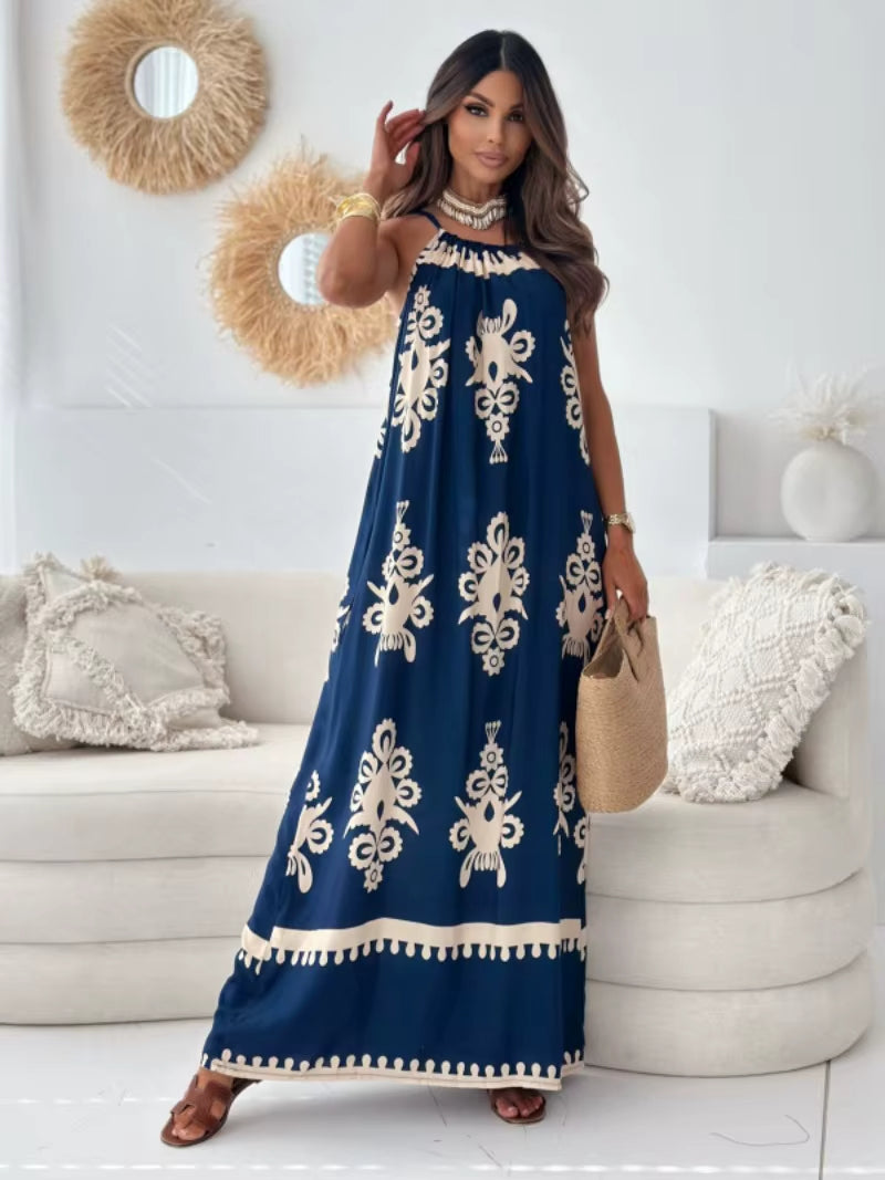 Bohemian Printed Spaghetti Strap Sleeveless Maxi Dress Trendsi