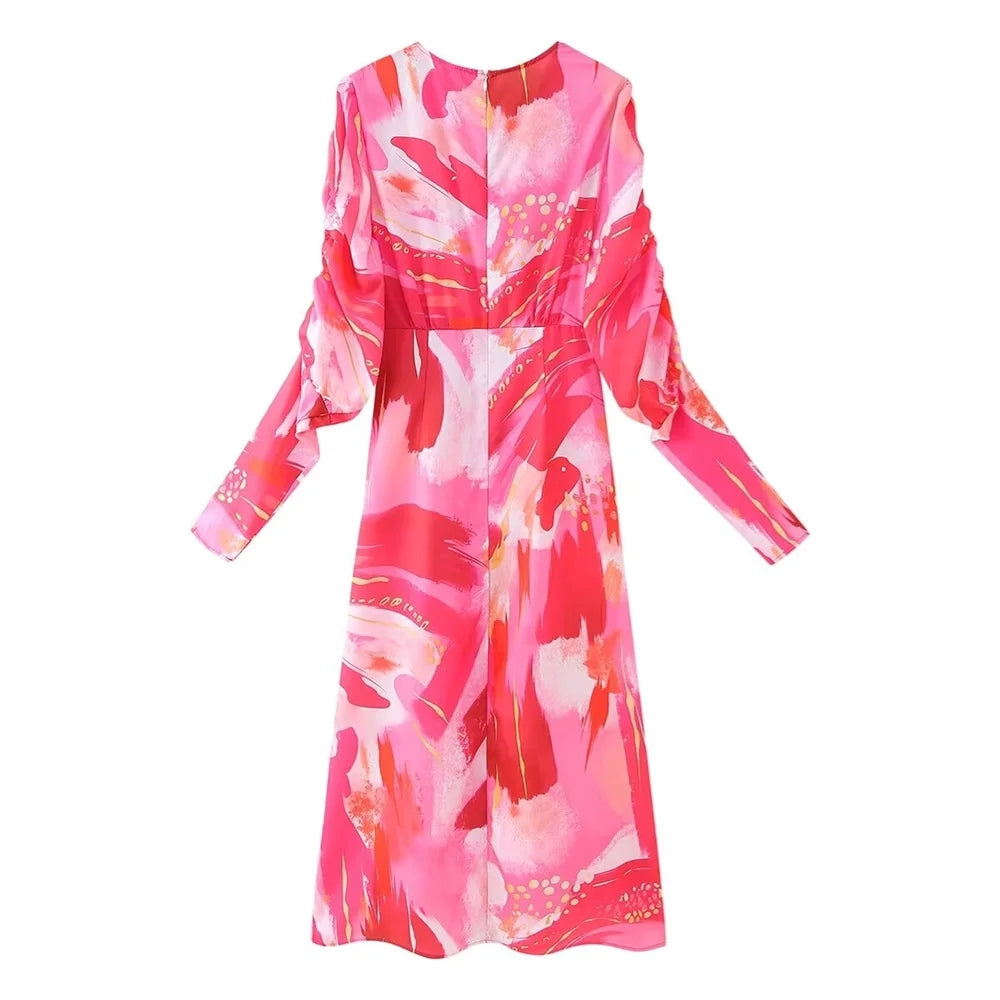 Ruched Front V-Neck Elegant Maxi Dress Plus Size Trendsi