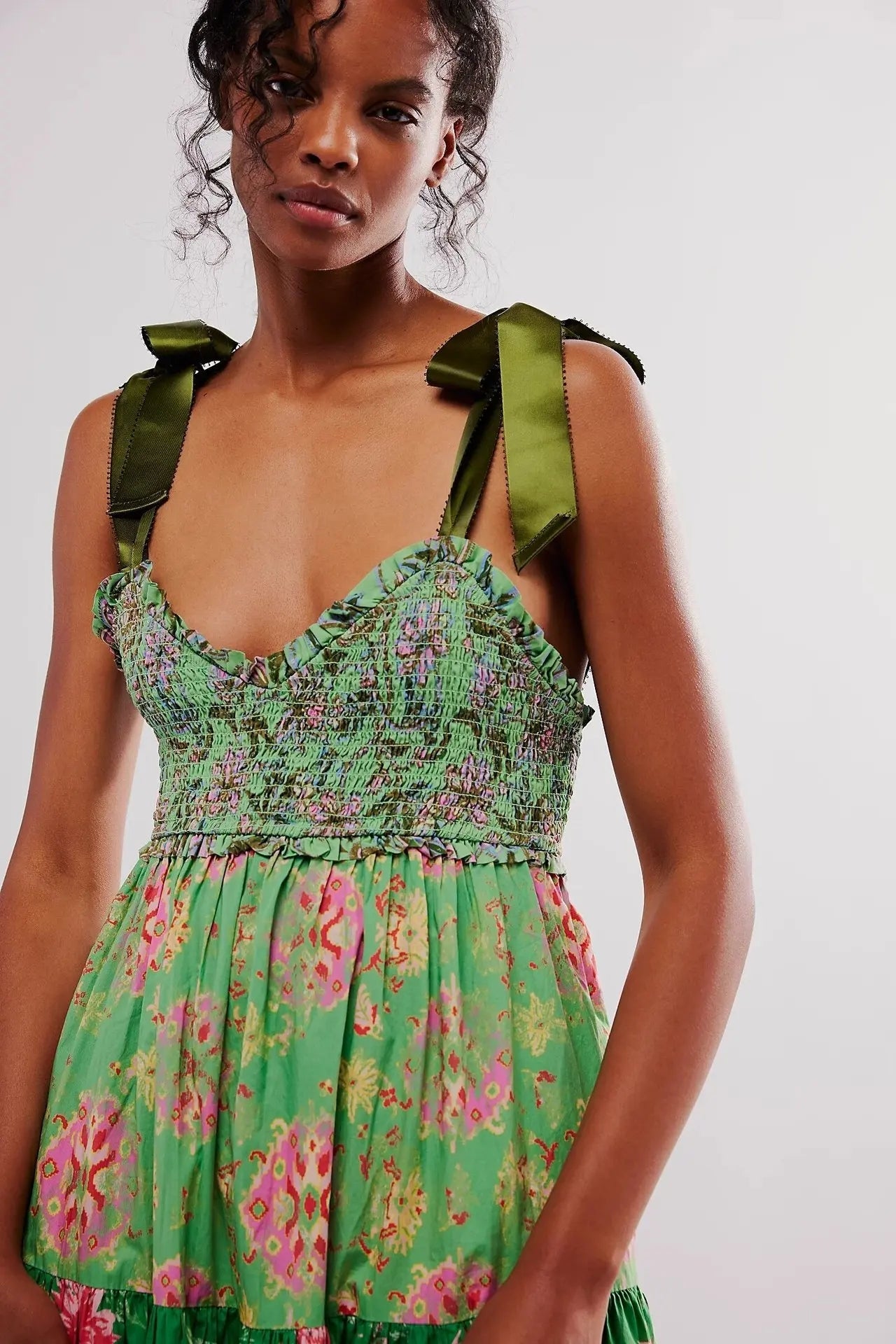 Floral Tiered Maxi Dress with Mixed Print Design Trendsi