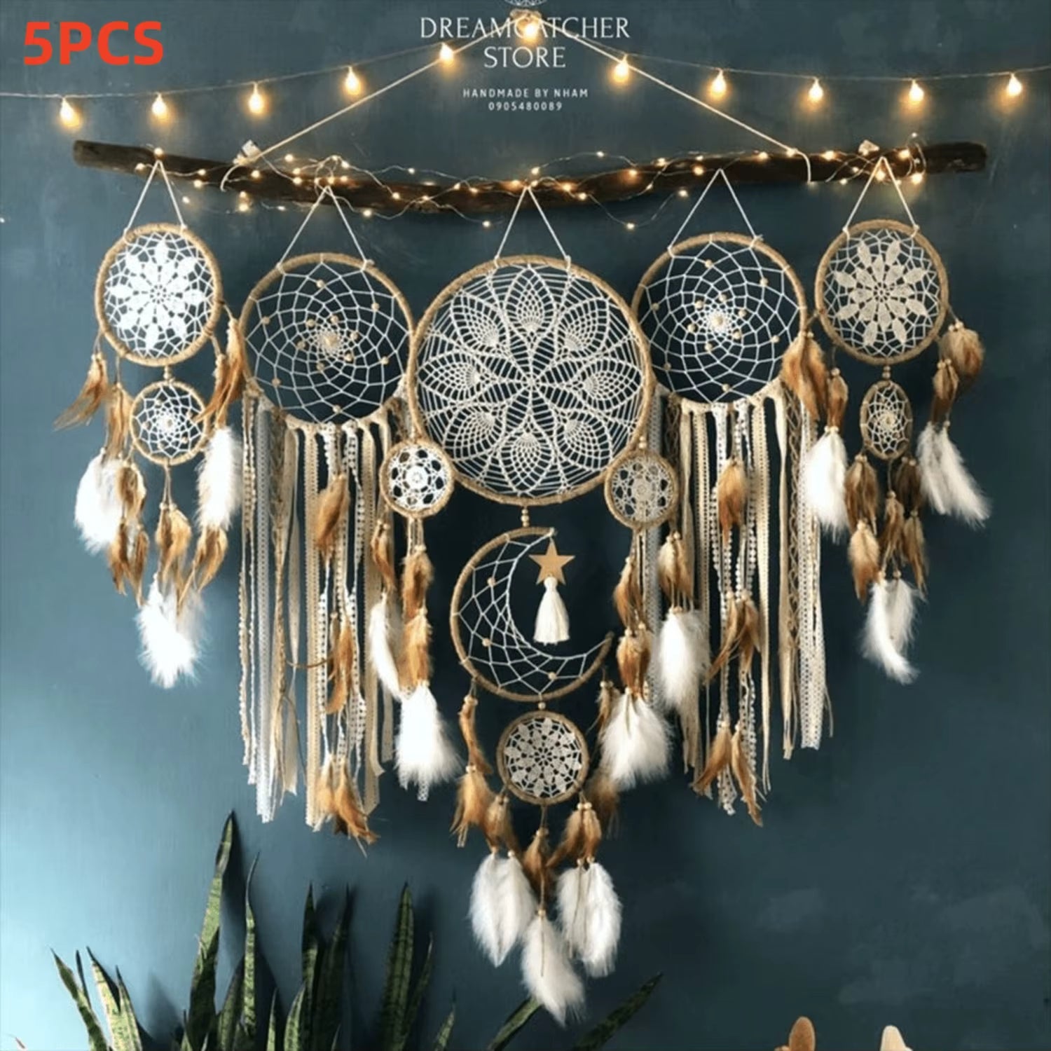 5pcs Large Size Dreamcatcher Set - Wall Hanging Décor