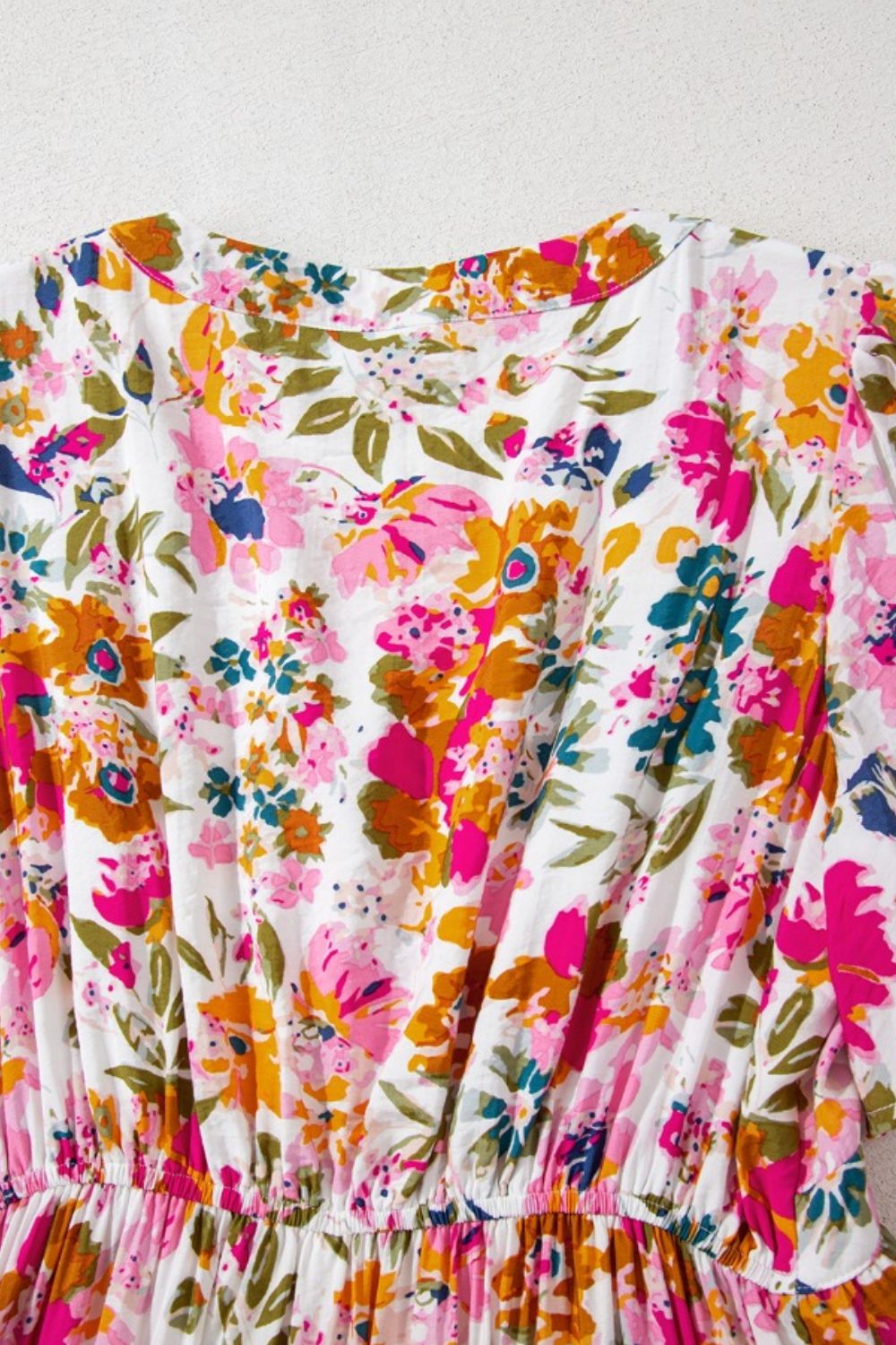 Floral Short Sleeve V Neck Maxi Dress with Pockets - DAME BOHEME