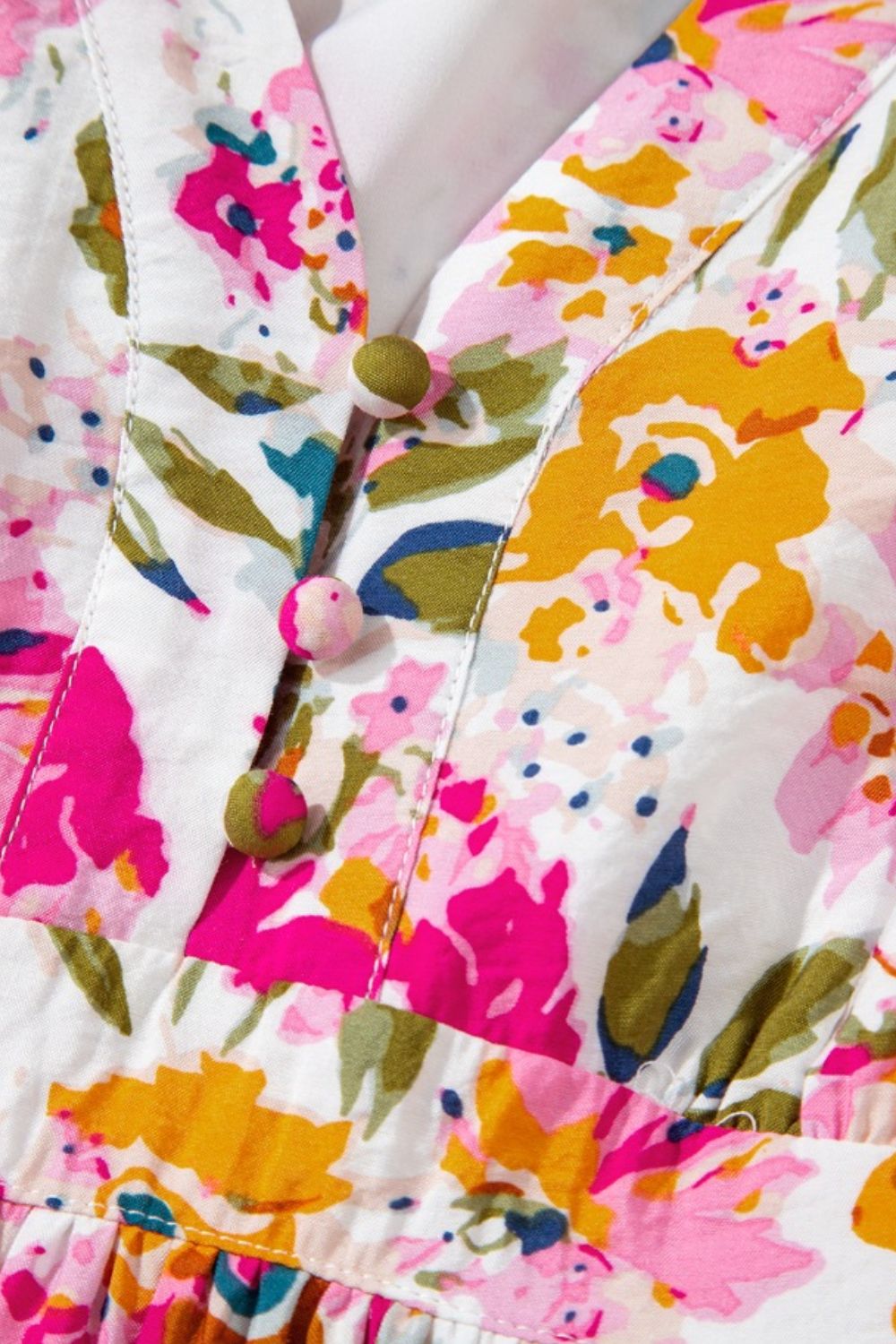 Floral Short Sleeve V Neck Maxi Dress with Pockets - DAME BOHEME