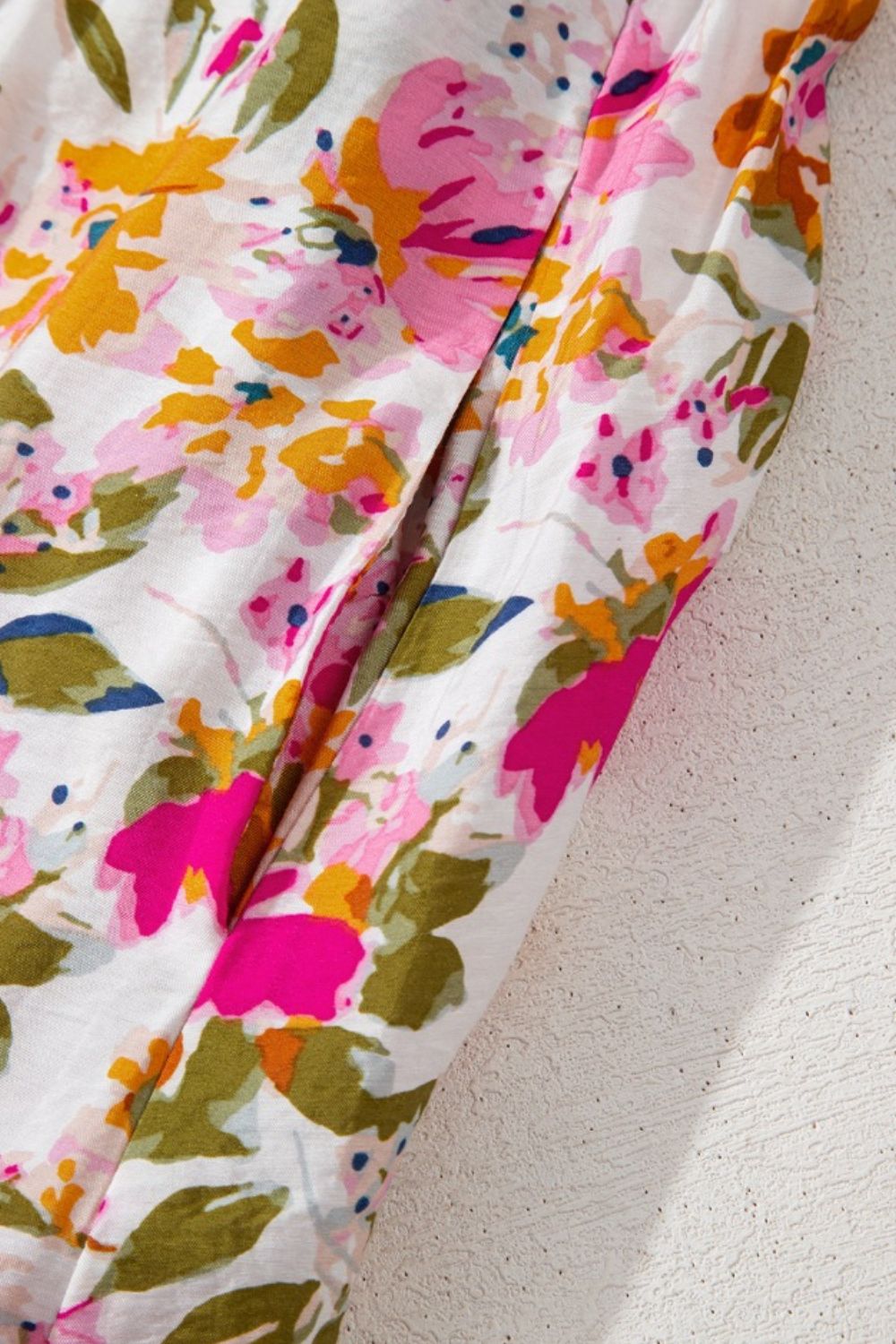 Floral Short Sleeve V Neck Maxi Dress with Pockets - DAME BOHEME