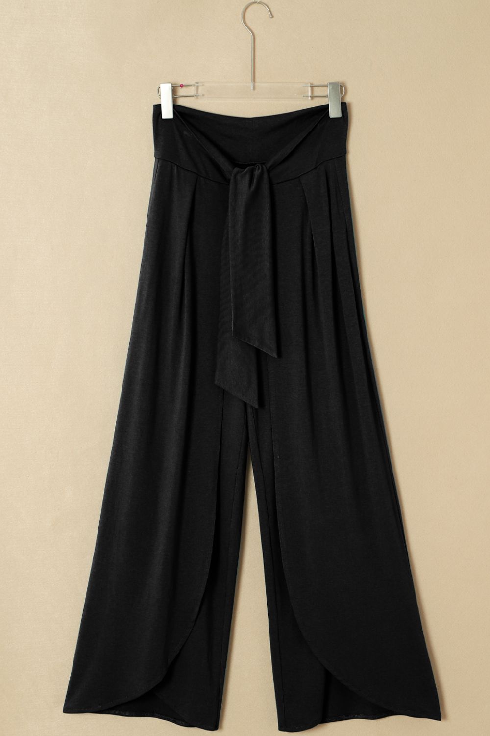 Knotted Waist Split Leg Relaxed Pants Trendsi
