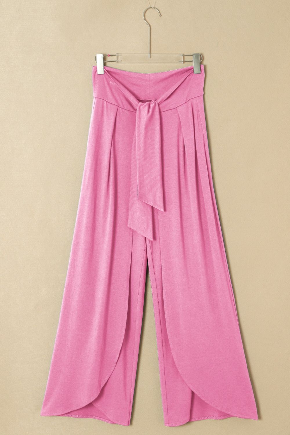 Knotted Waist Split Leg Relaxed Pants Trendsi