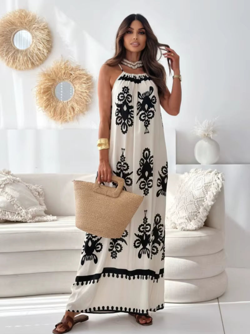 Bohemian Printed Spaghetti Strap Sleeveless Maxi Dress Trendsi