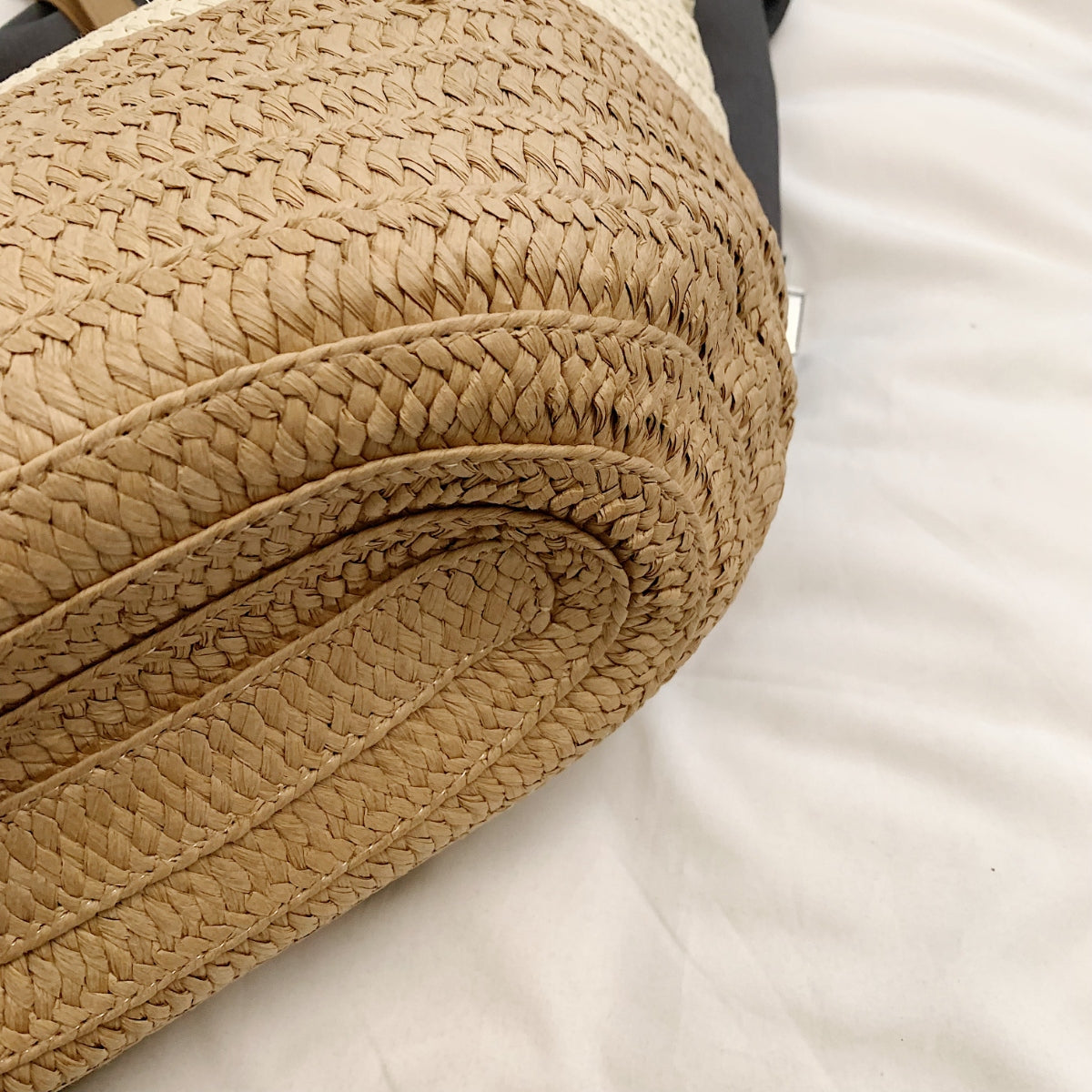 Colorblock Woven Straw Braided Large Tote Handbag