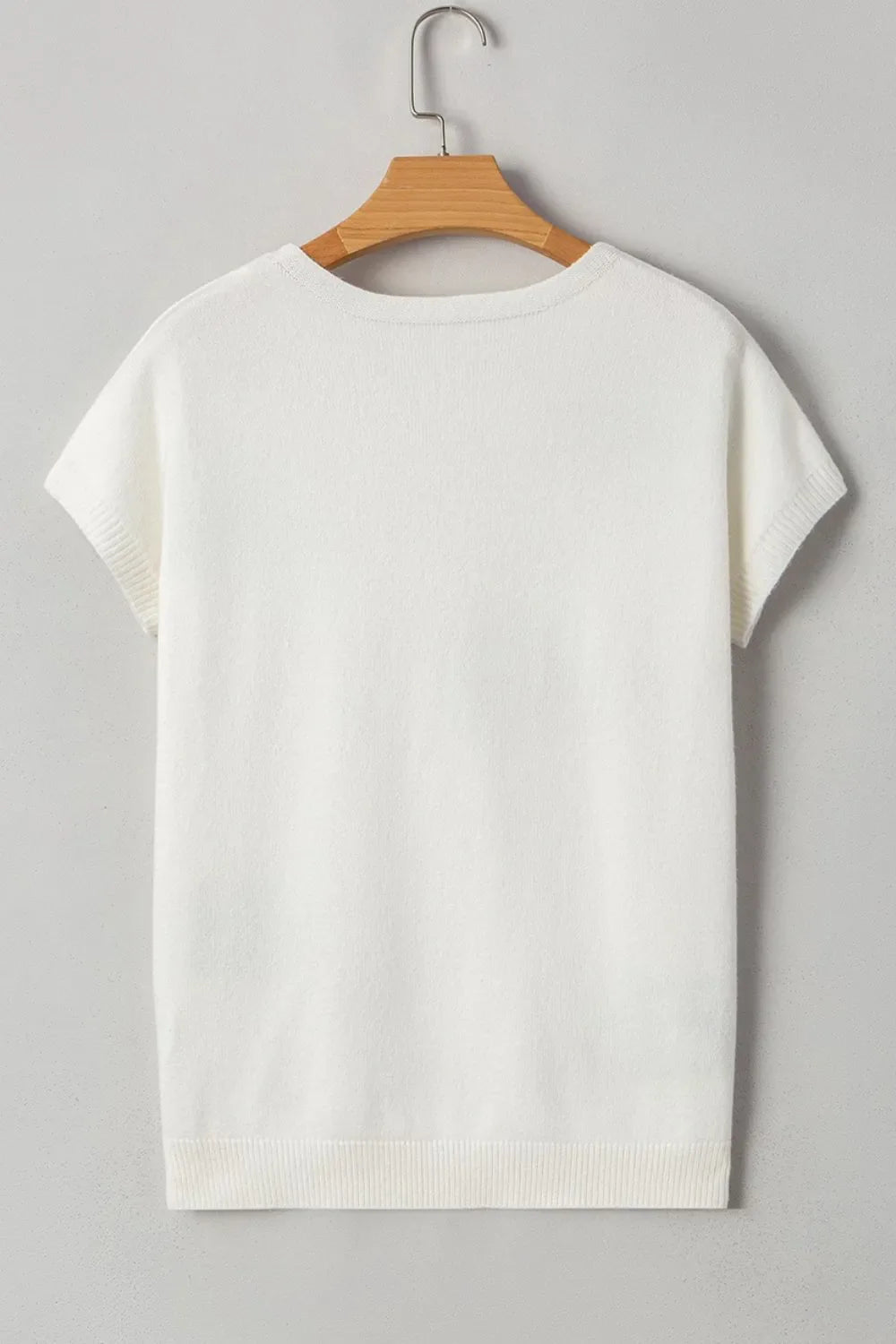 Bow Pattern Knit Short Sleeve Sweater DAME BOHEME