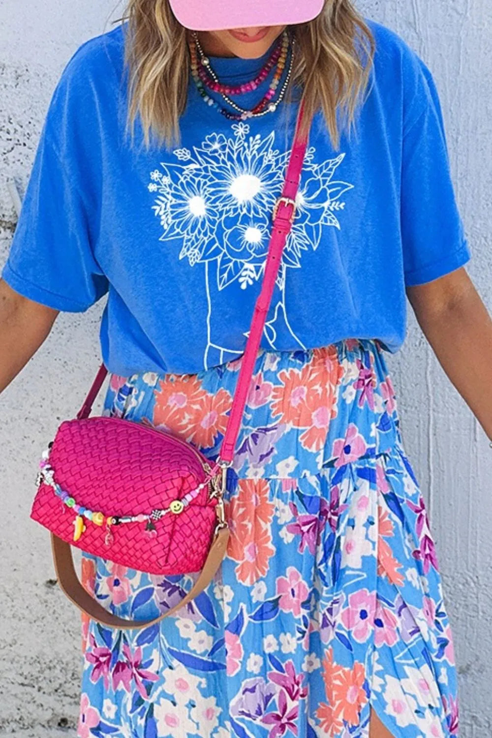 Graphic Round Neck Short Sleeve T-Shirt DAME BOHEME
