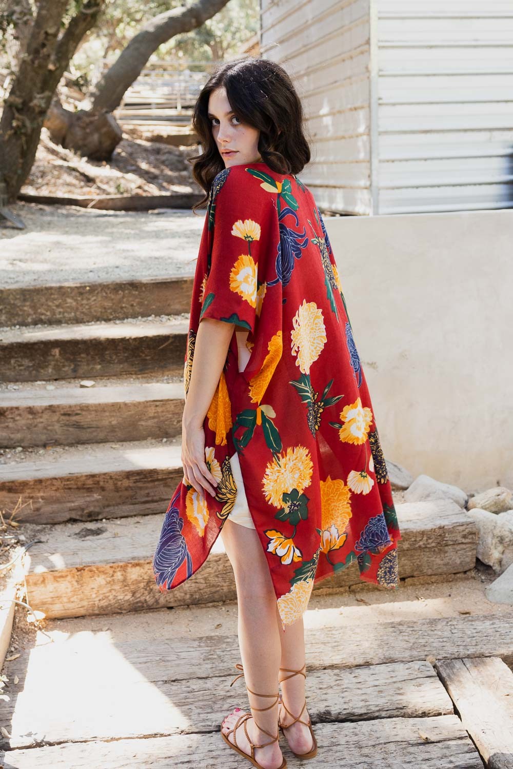 Floral Motif Combo Kimono Leto Accessories