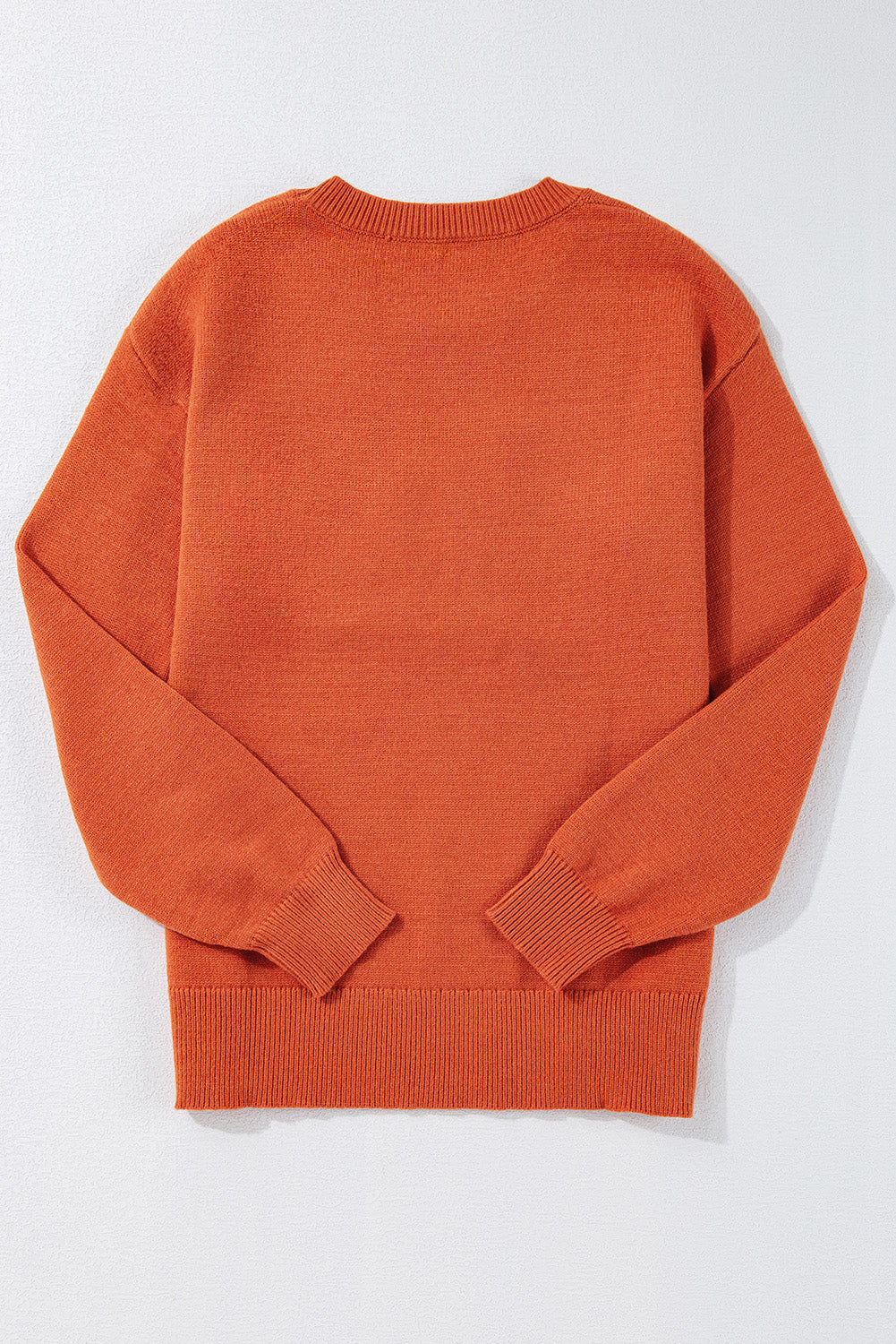 Boo Knitted Pattern Ribbed Edge Sweater DAME BOHEME
