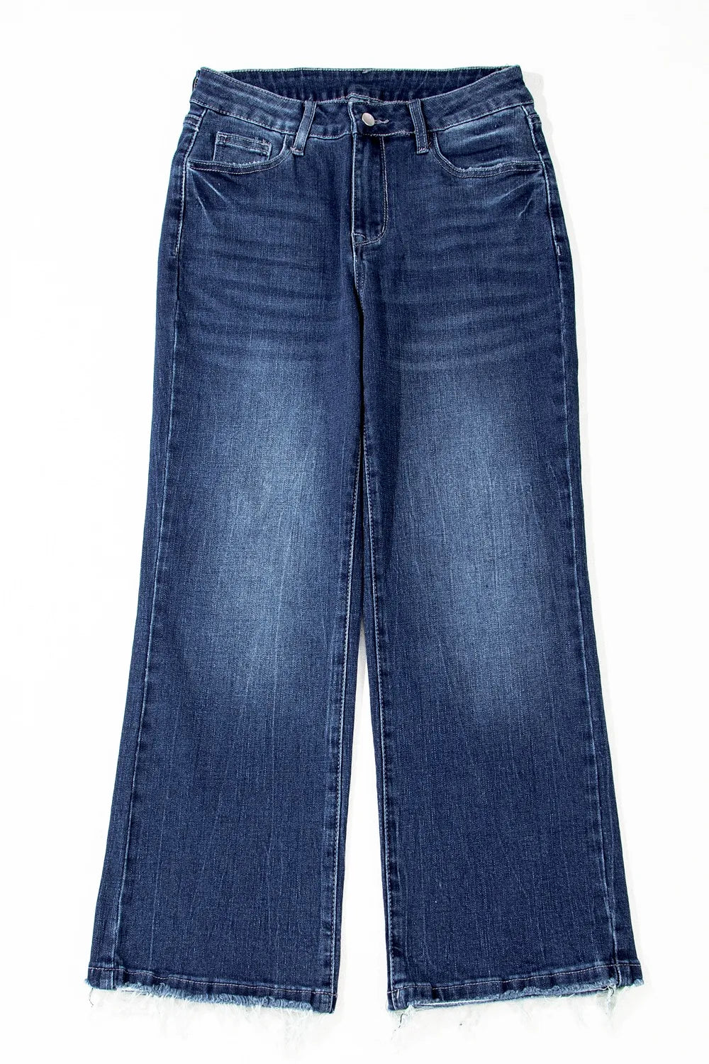 Mineral Wash Raw Hem High Waist Flared Jeans DAME BOHEME
