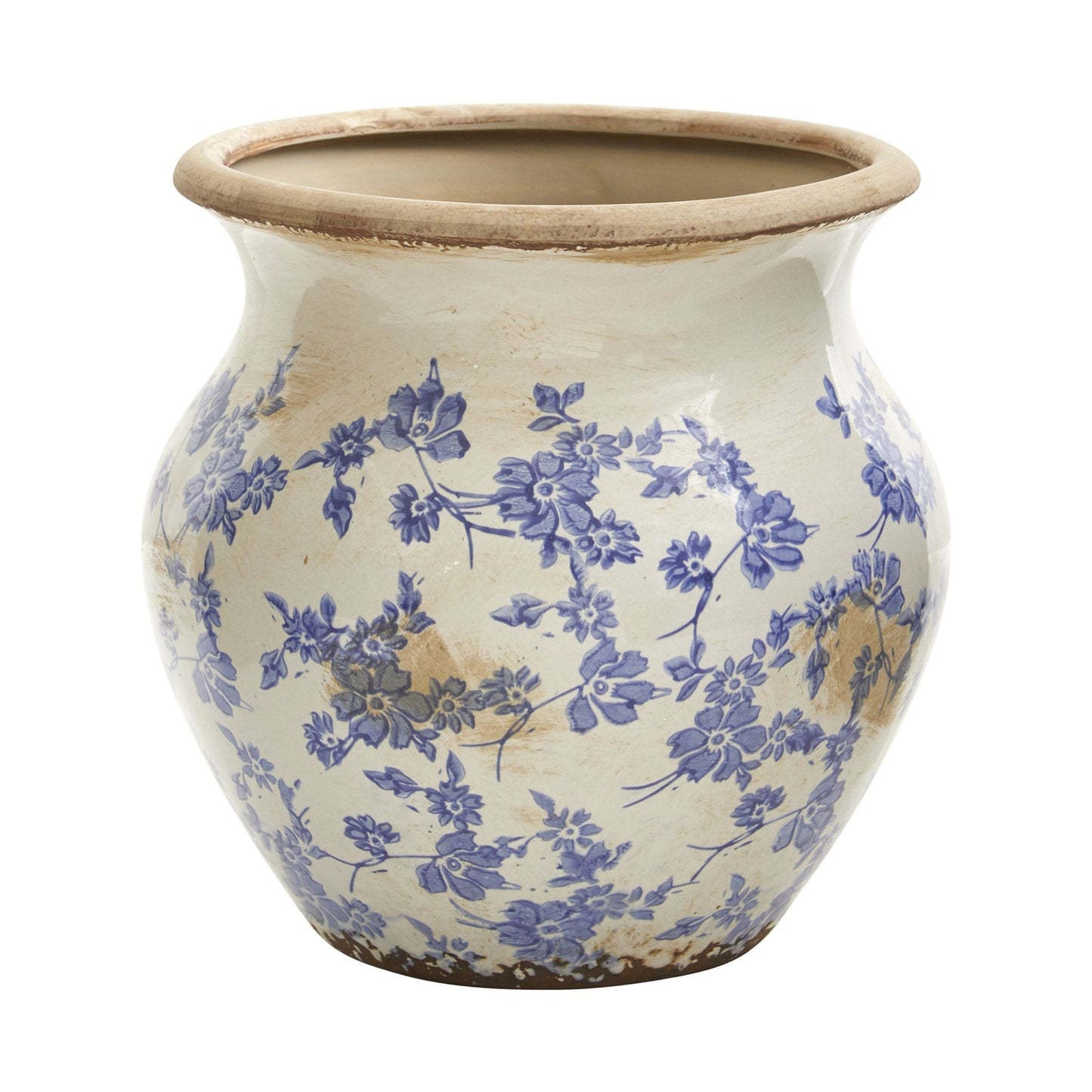 10.5” Tuscan Ceramic Blue Scroll Urn Vase DAME BOHEME