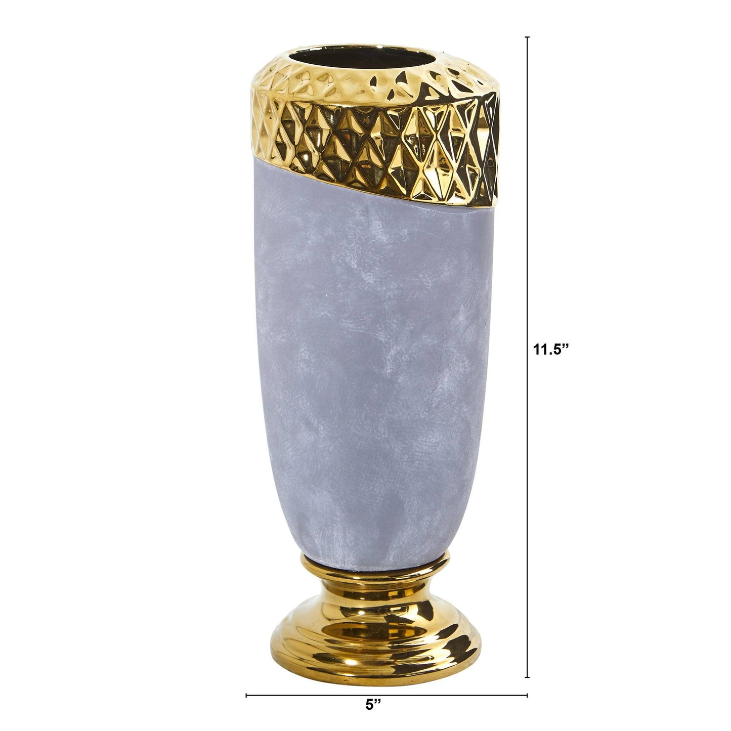 11.5” Regal Stone Vase with Gold Accents DAME BOHEME