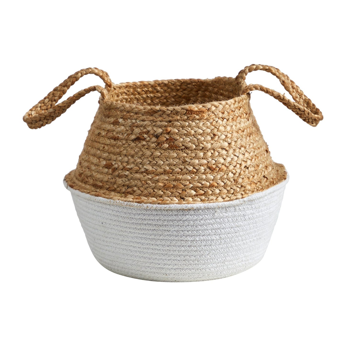 14” Boho Chic Handmade Cotton & Jute White Woven Planter DAME BOHEME