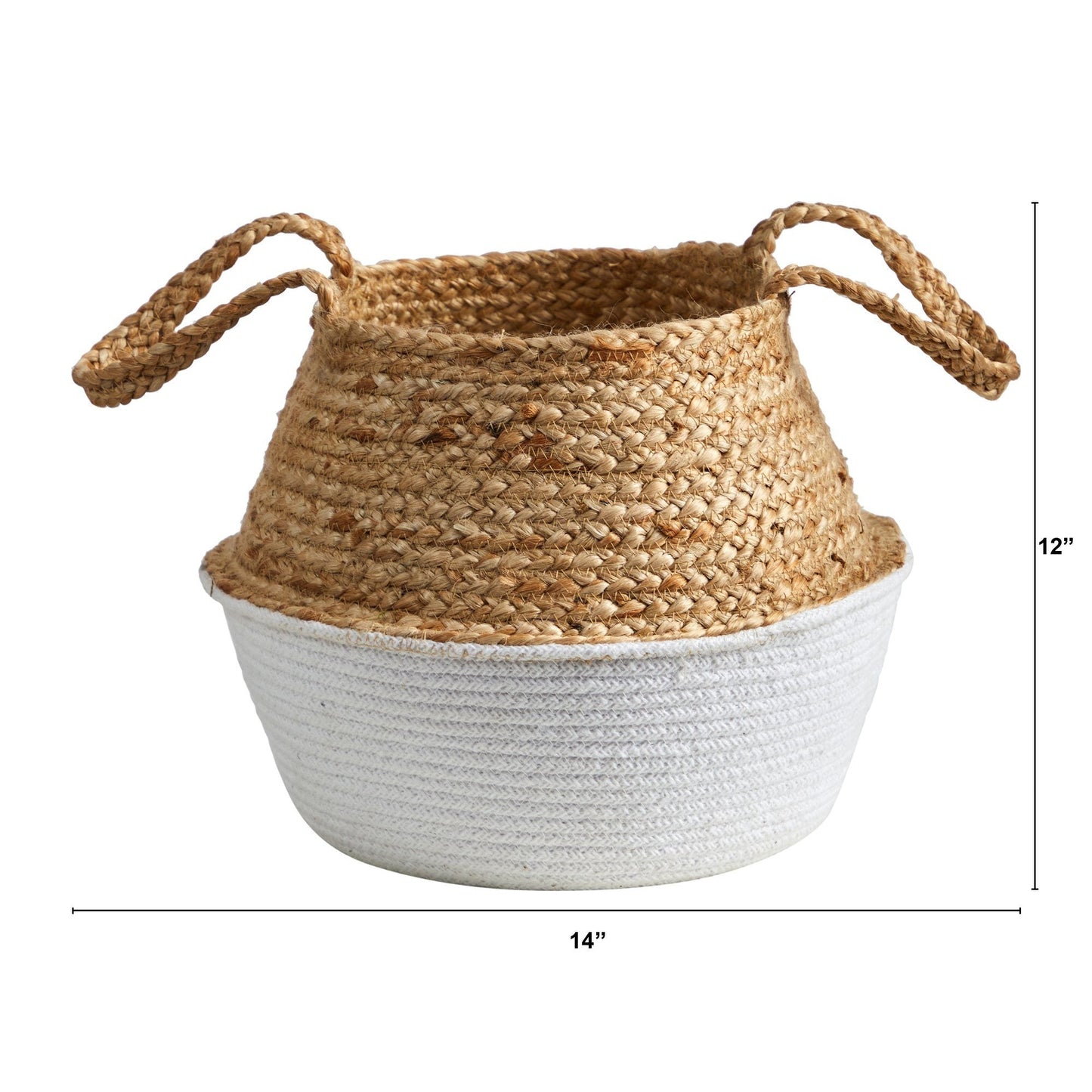 14” Boho Chic Handmade Cotton & Jute White Woven Planter DAME BOHEME