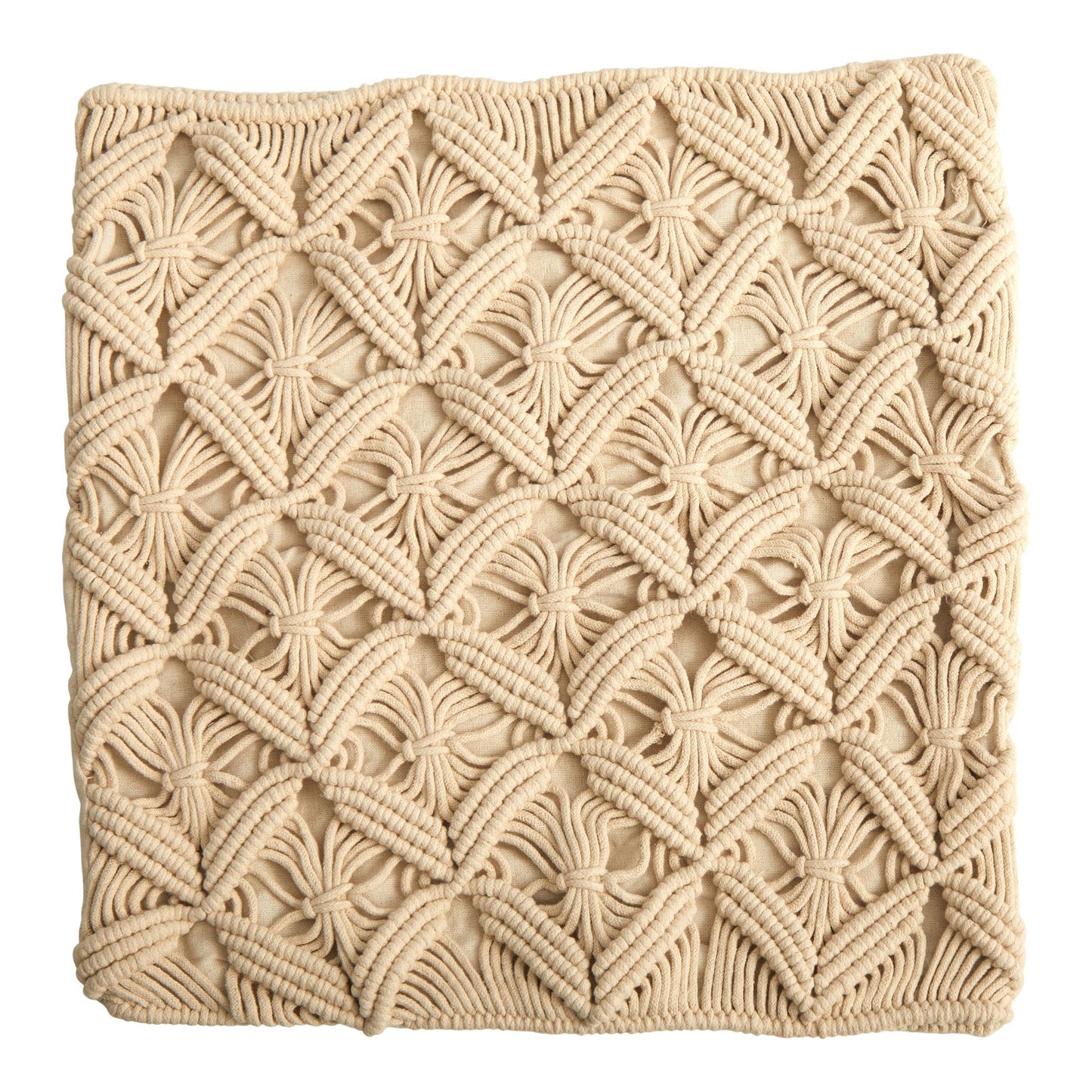 18” Boho Diamond Woven Macrame Decorative Pillow Cover DAME BOHEME