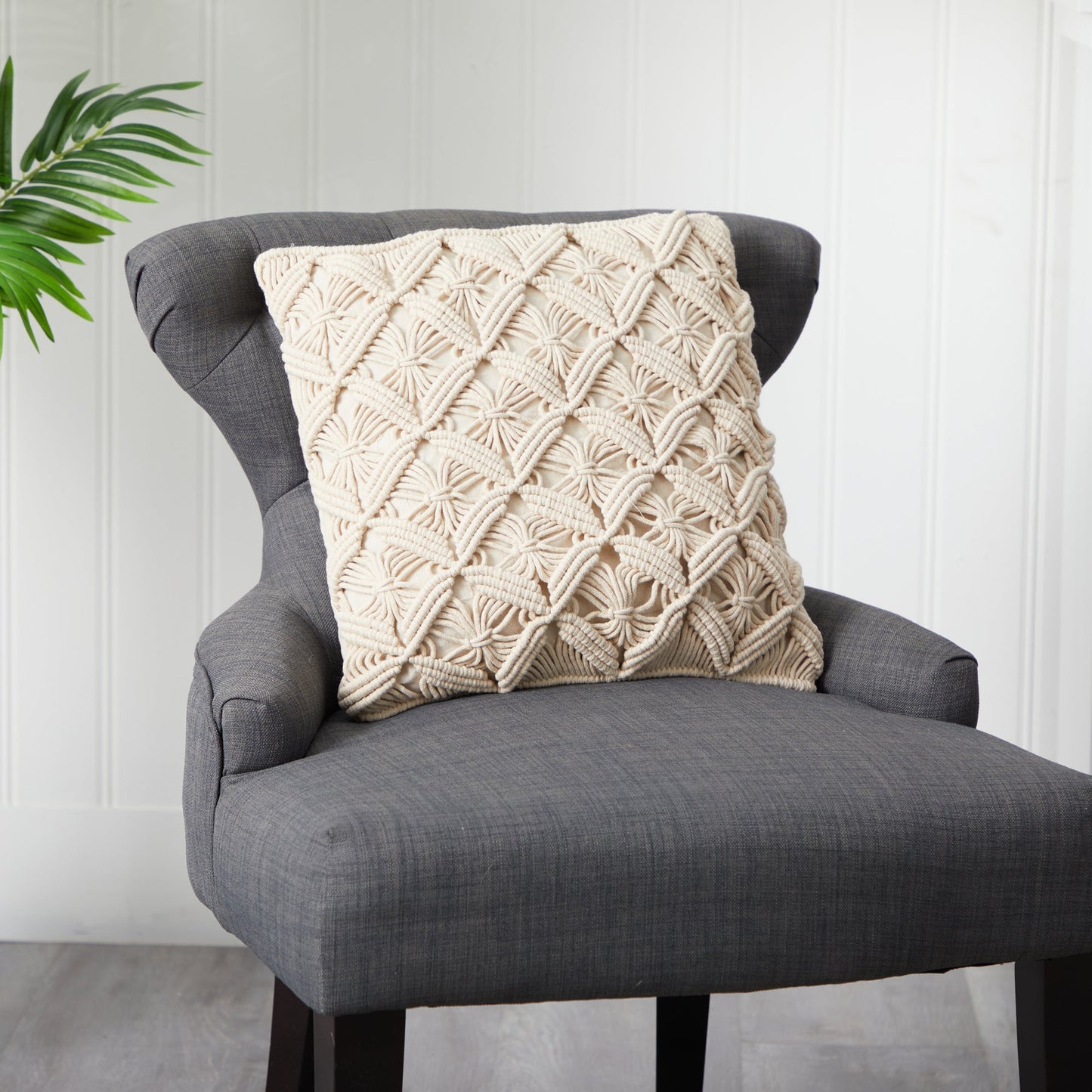 18” Boho Diamond Woven Macrame Decorative Pillow Cover DAME BOHEME