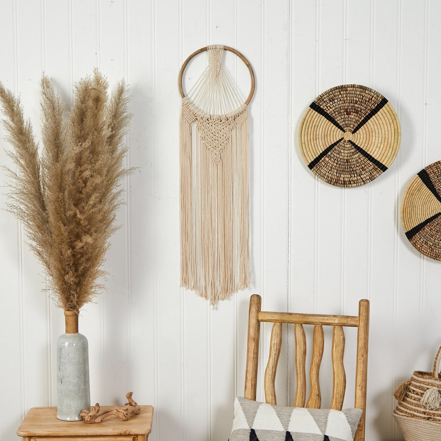 24” x 10” Handmade Bohemian Macrame Dreamcatcher Wall Hanging Decor DAME BOHEME