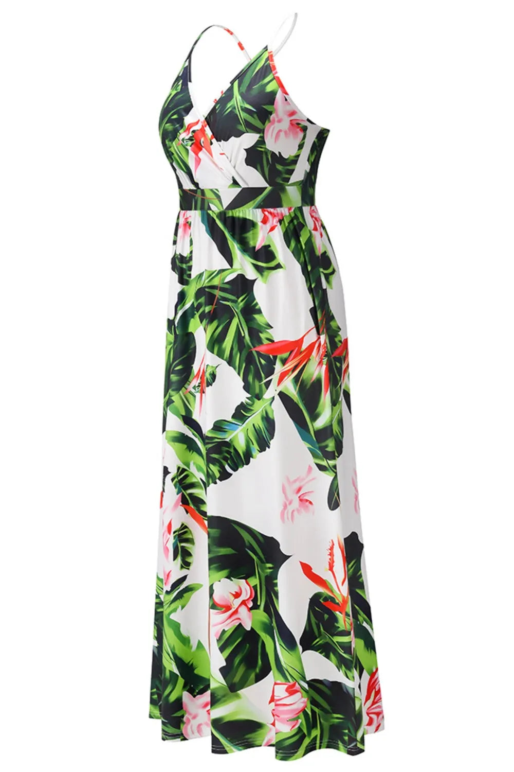 Crisscross Printed Surplice Cami Maxi Dress Trendsi