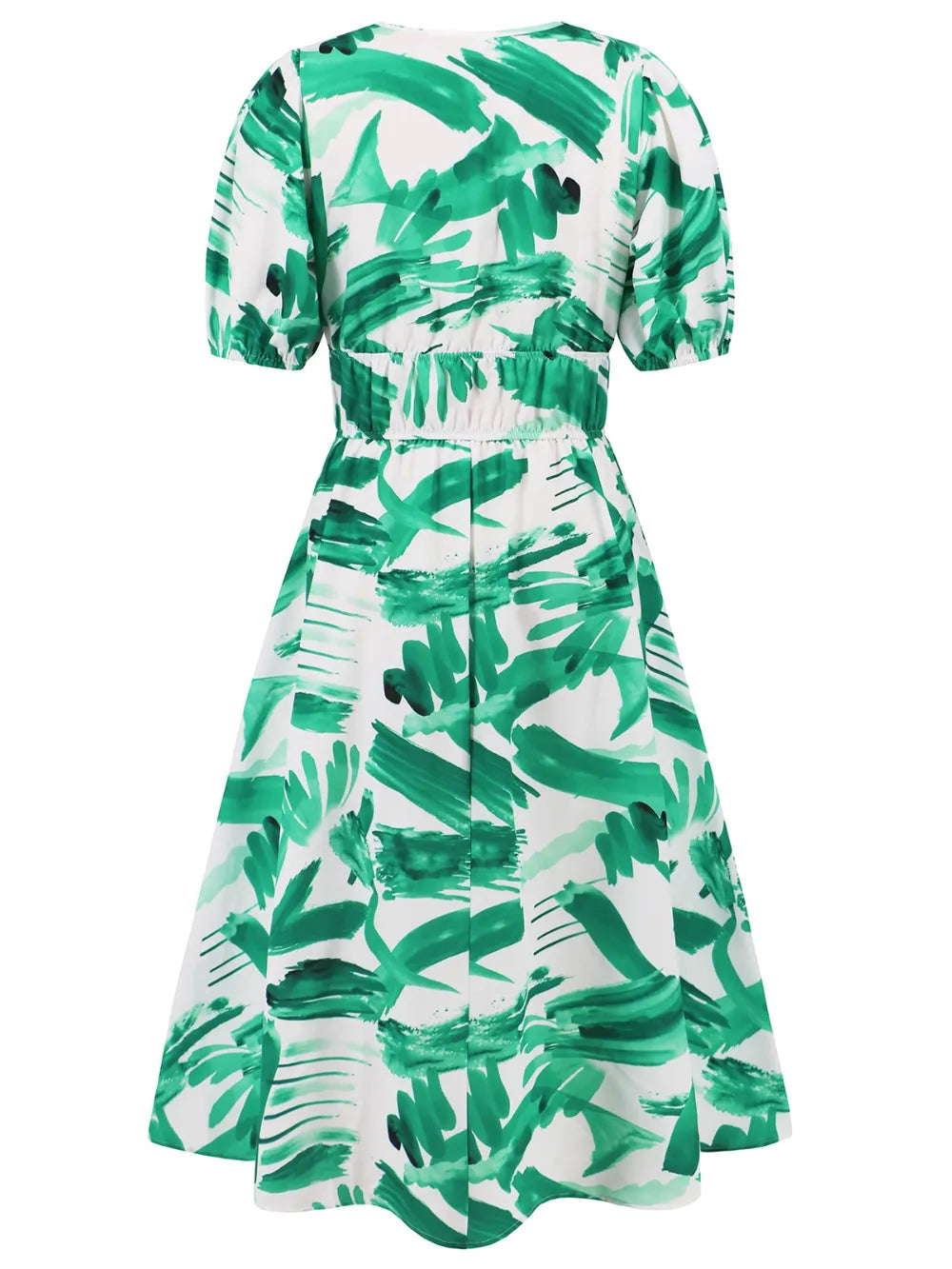 Ruched Roses Surplice Short Sleeve Dress Trendsi