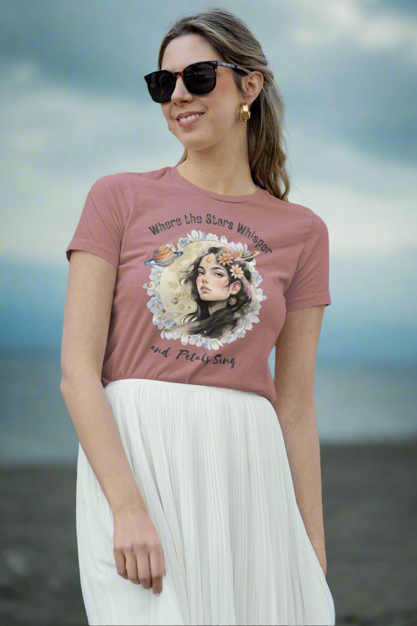 Where the Stars Whisper Women's Relaxed Graphic Print Bella + Canvas T-Shirt DAME BOHEME
