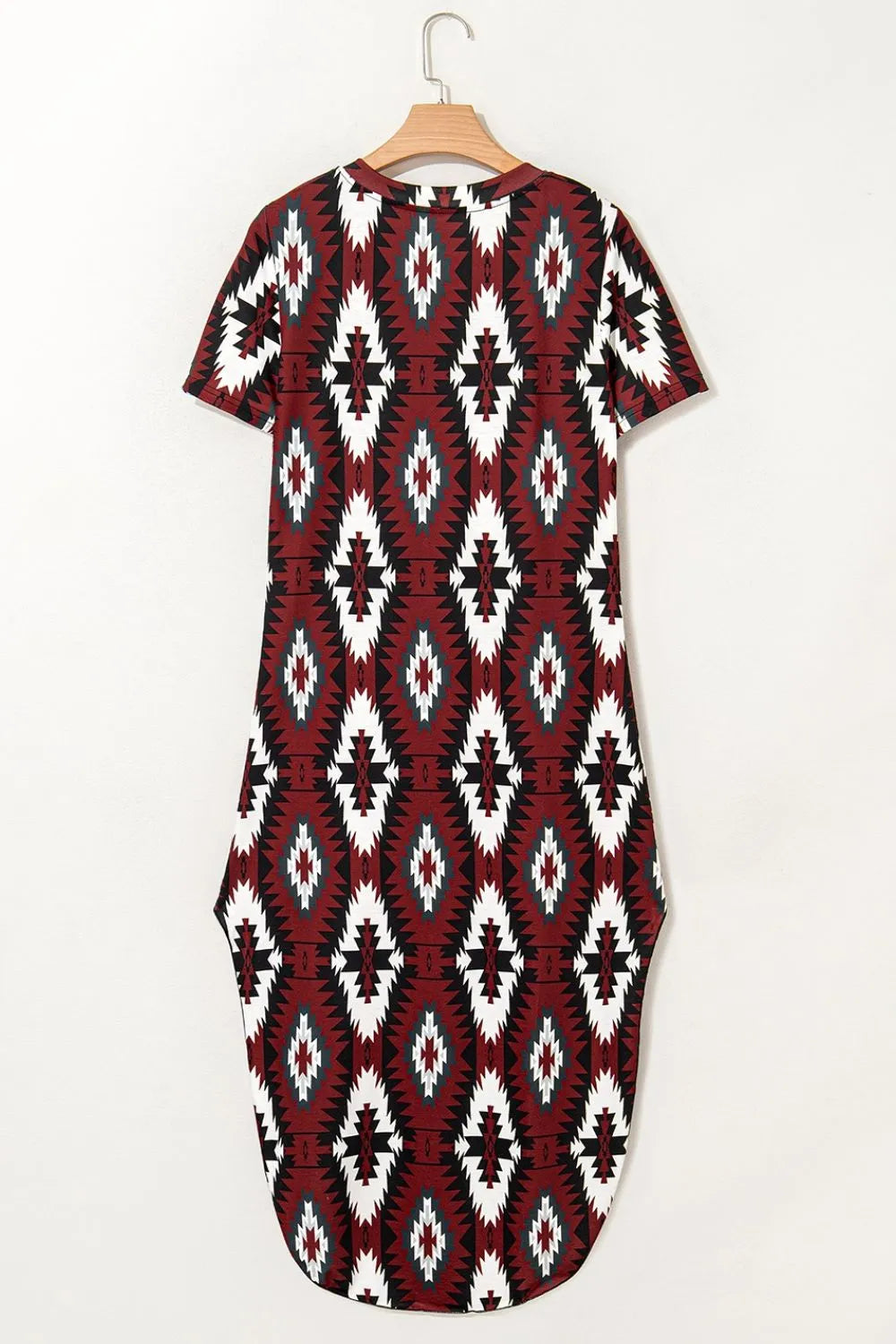 Aztec Print V-Neck Midi Dress Trendsi
