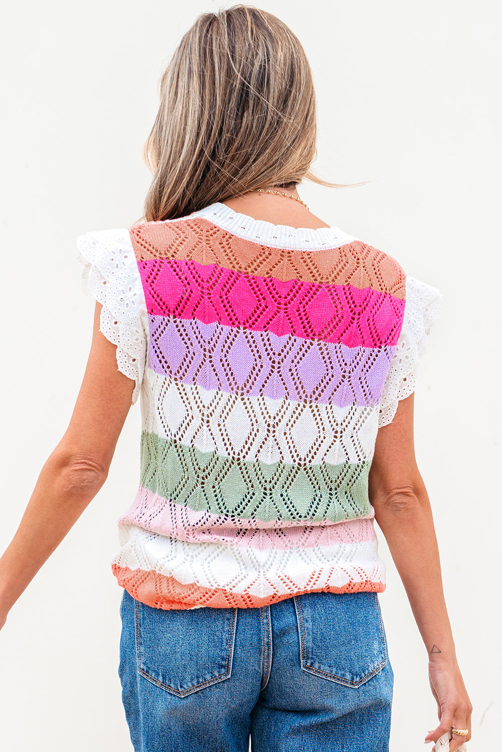 Alena Hollowed Knit Scallop Edge Sweater VestĀ DAME BOHEME