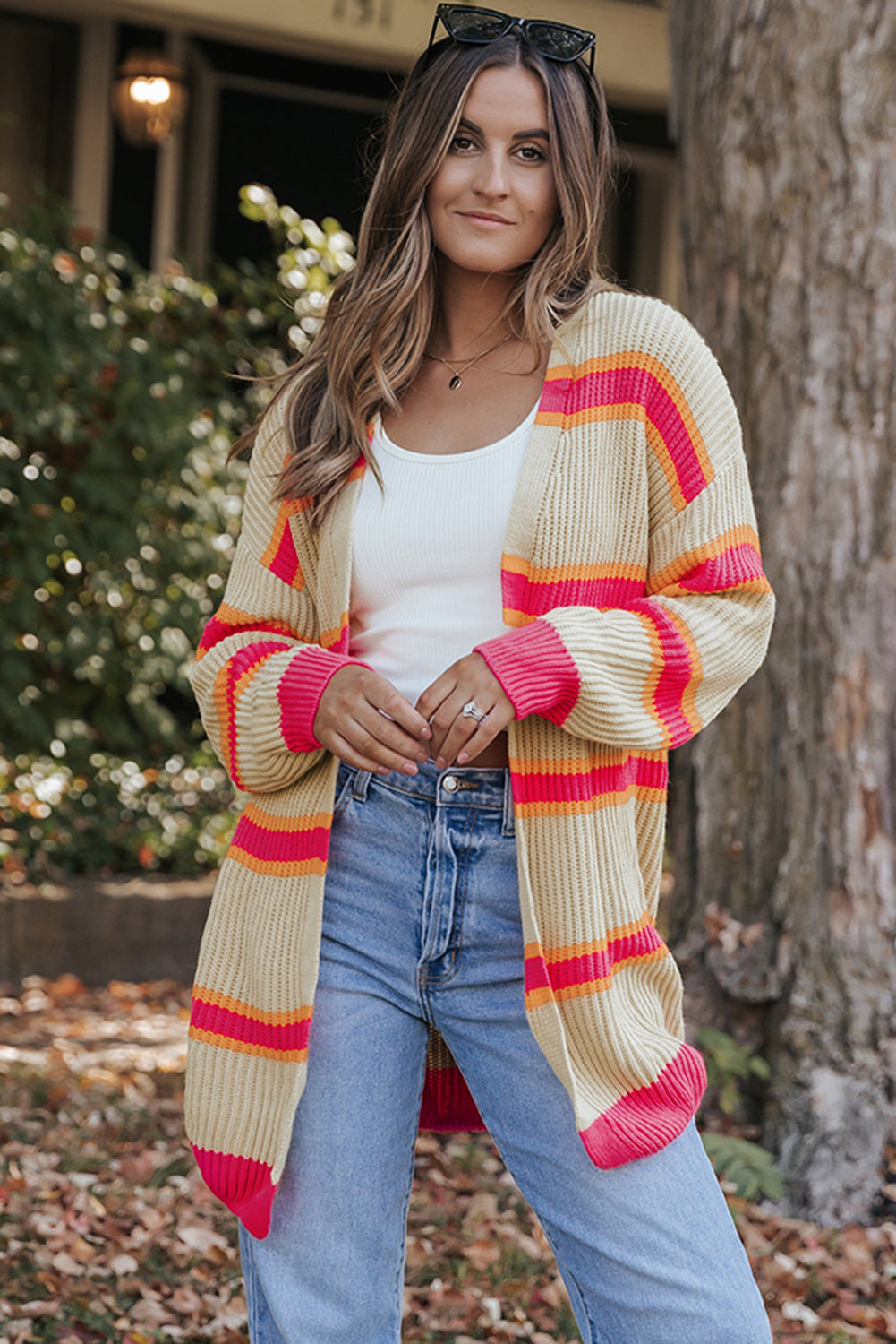 Josephine Stripe Long Knitted Cardigan DAME BOHEME