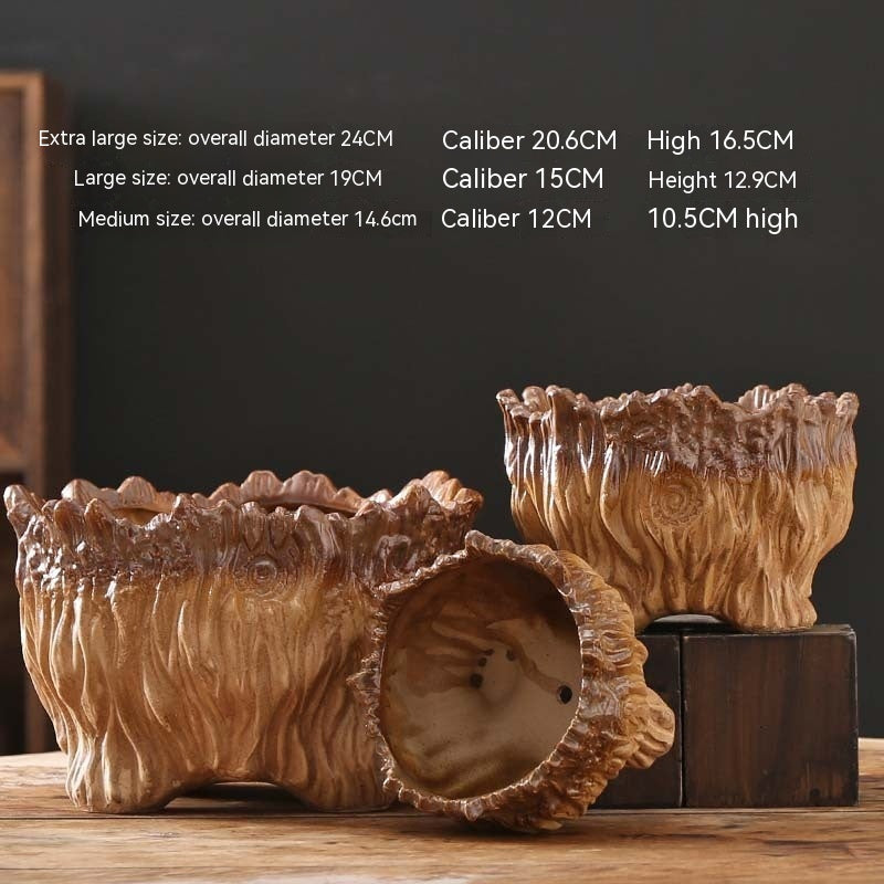 Large Ceramic Flower Pot with Tree Root Design DAME BOHEME