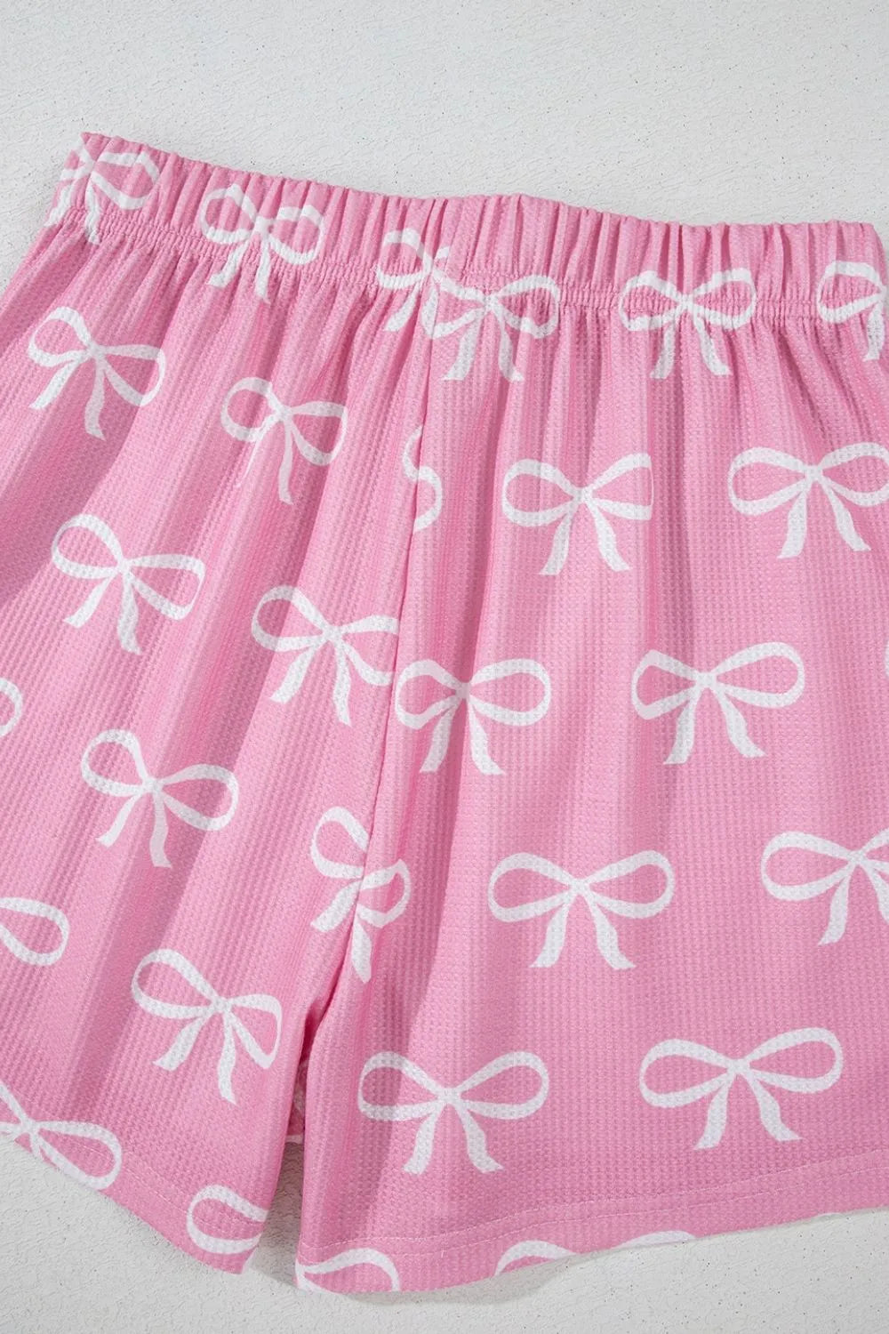 Bowknot Printed Notched T-Shirt and Shorts Set DAME BOHEME