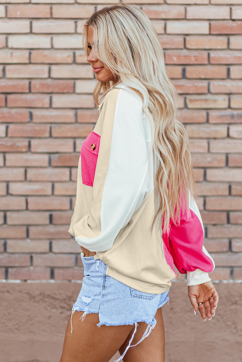 Kehlani Ribbed Collared Oversized Sweatshirt DAME BOHEME