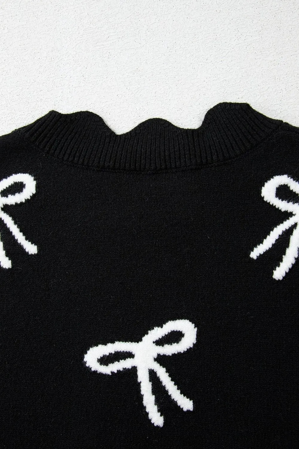 Bow Side Ties Scalloped Hem Cap Sleeve Sweater Simply Love