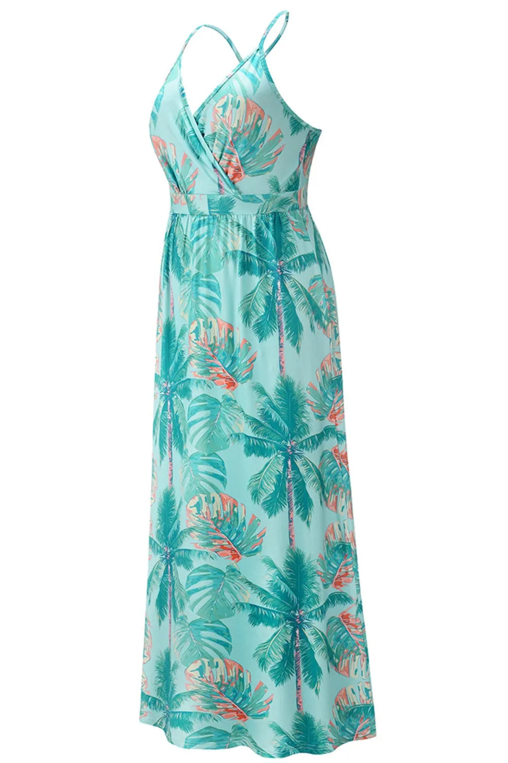 Crisscross Printed Surplice Cami Maxi Dress Trendsi