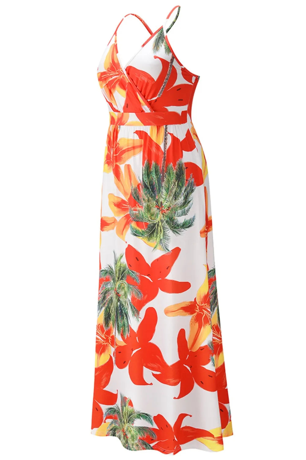 Crisscross Printed Surplice Cami Maxi Dress Trendsi