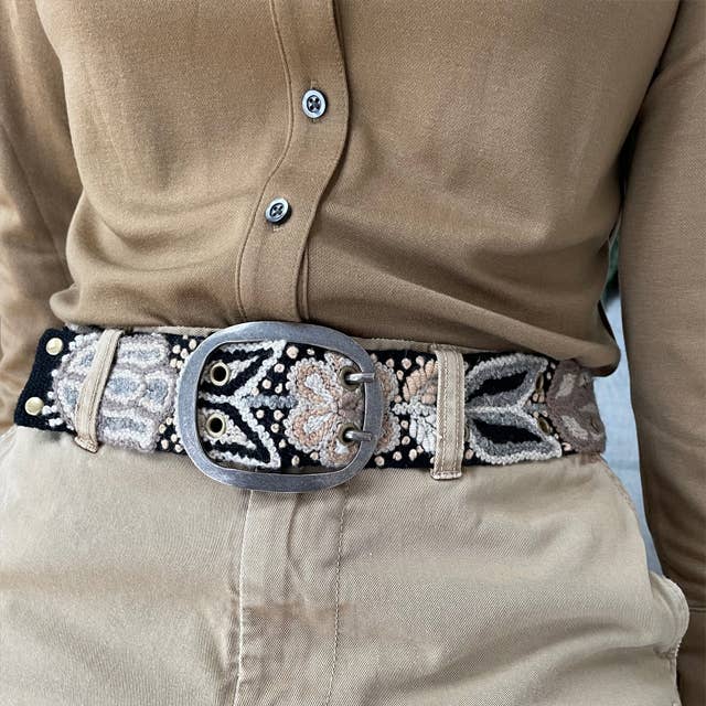 Wildroot Artisan Embroidered Belt, Black DAME BOHEME