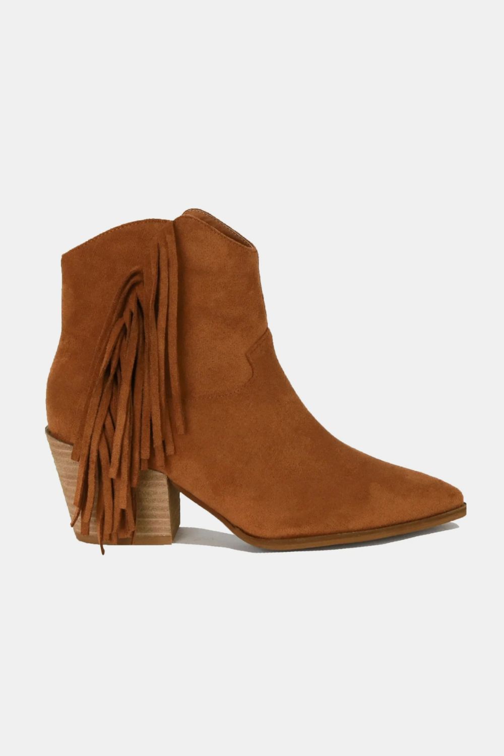 Suede Fringe Point Toe Chelsea Ankle Boots Trendsi
