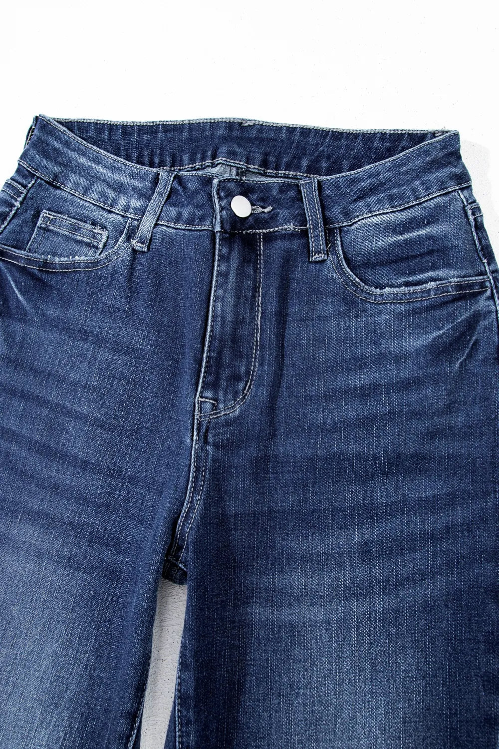 Mineral Wash Raw Hem High Waist Flared Jeans DAME BOHEME