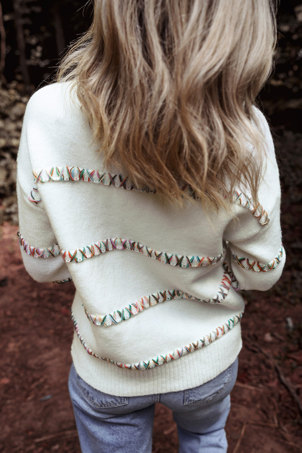 Braelyn Colorful Crossed Stitch Sweater DAME BOHEME