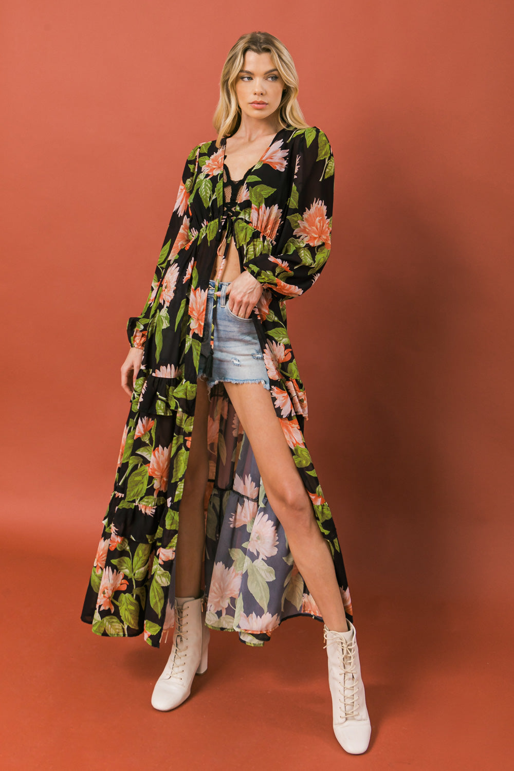 Woven Maxi Cover-Up Duster: Boho Drama in Full Bloom DAME BOHEME