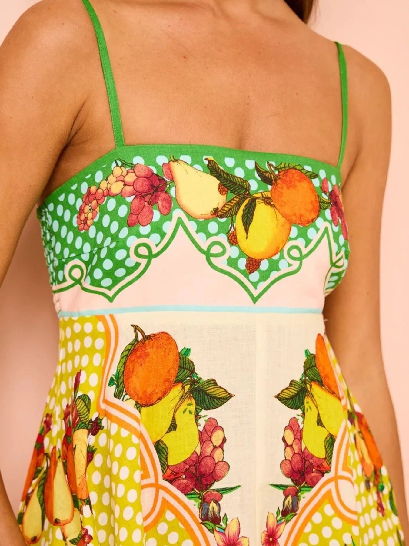 Fruit Print Square Neck Maxi Cami Dress Plus Size Trendsi
