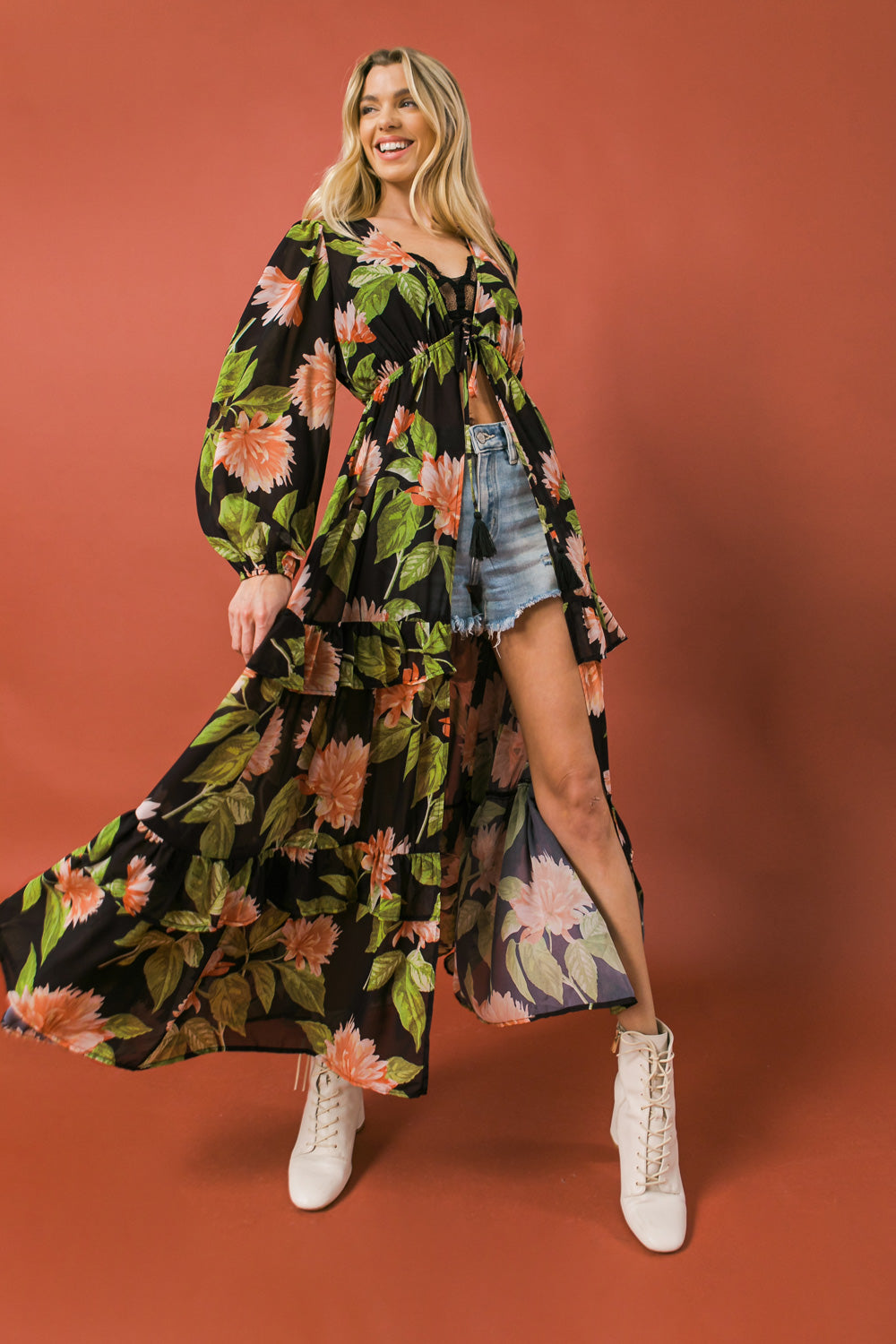 Woven Maxi Cover-Up Duster: Boho Drama in Full Bloom DAME BOHEME