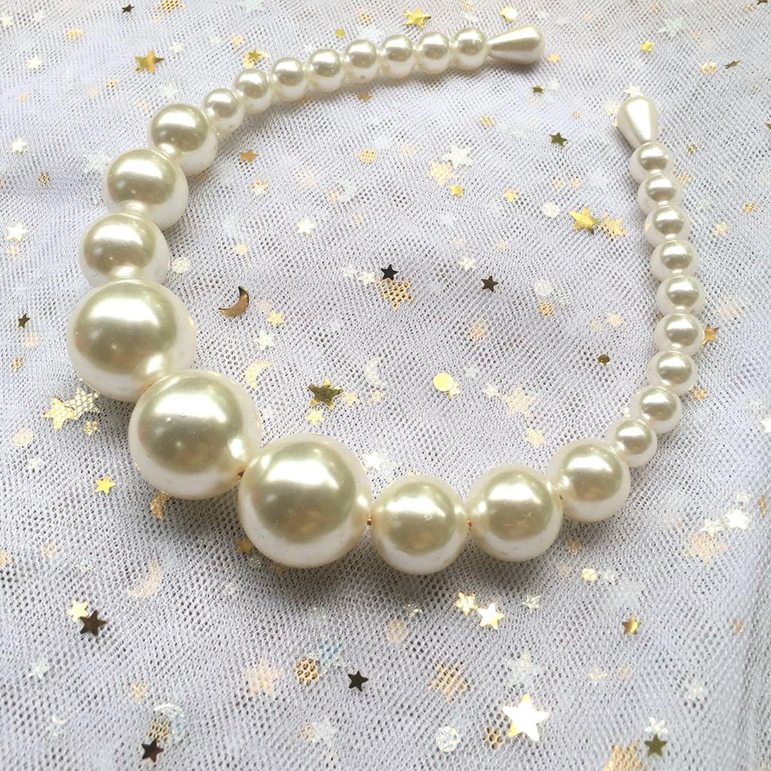 Oversize Large Ivory white Pearl Headband Full Pearl Women Hair Band Crown Trendy Bridal Headwear Gorgeous Hair Accessories For Women DAME BOHEME