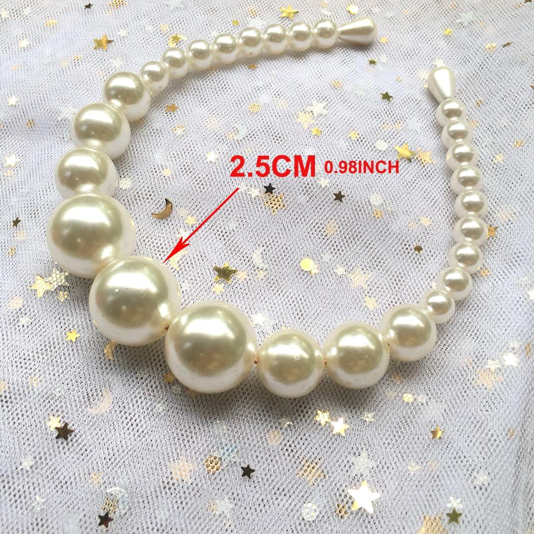 Oversize Large Ivory White Pearl Bridal Headband for Women DAME BOHEME