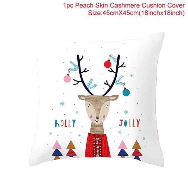 Santa Claus Cushion Cover Merry Christmas Christmas Deer Santa Claus Merry Christmas Decorative Sofa Throw Pillow Decorations For Home Christmas Ornament DAME BOHEME