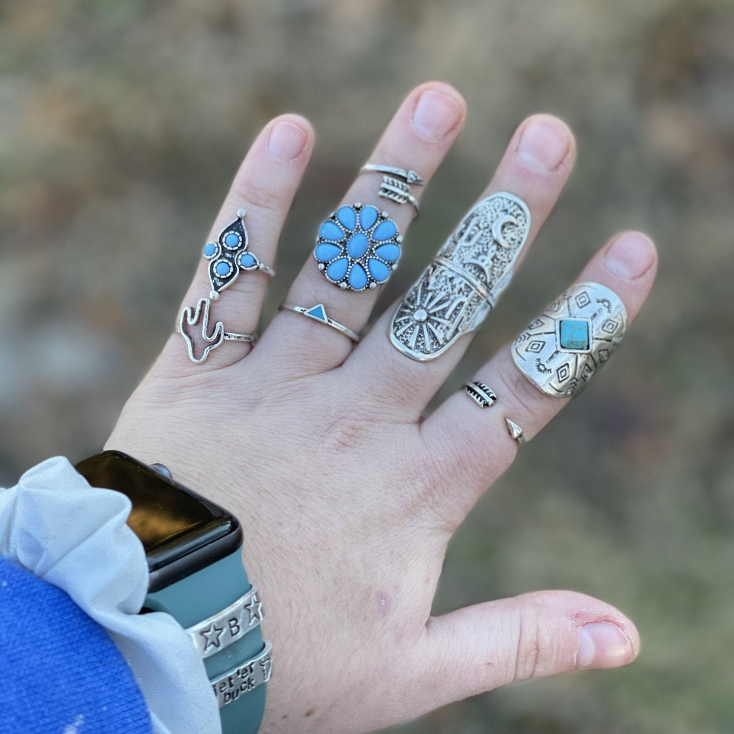 Silver and Turquoise Ring Set DAME BOHEME