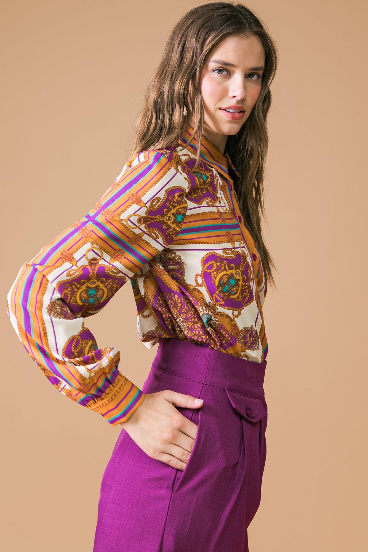 MAKE TODAY GREAT Retro Printed Woven Shirt DAME BOHEME
