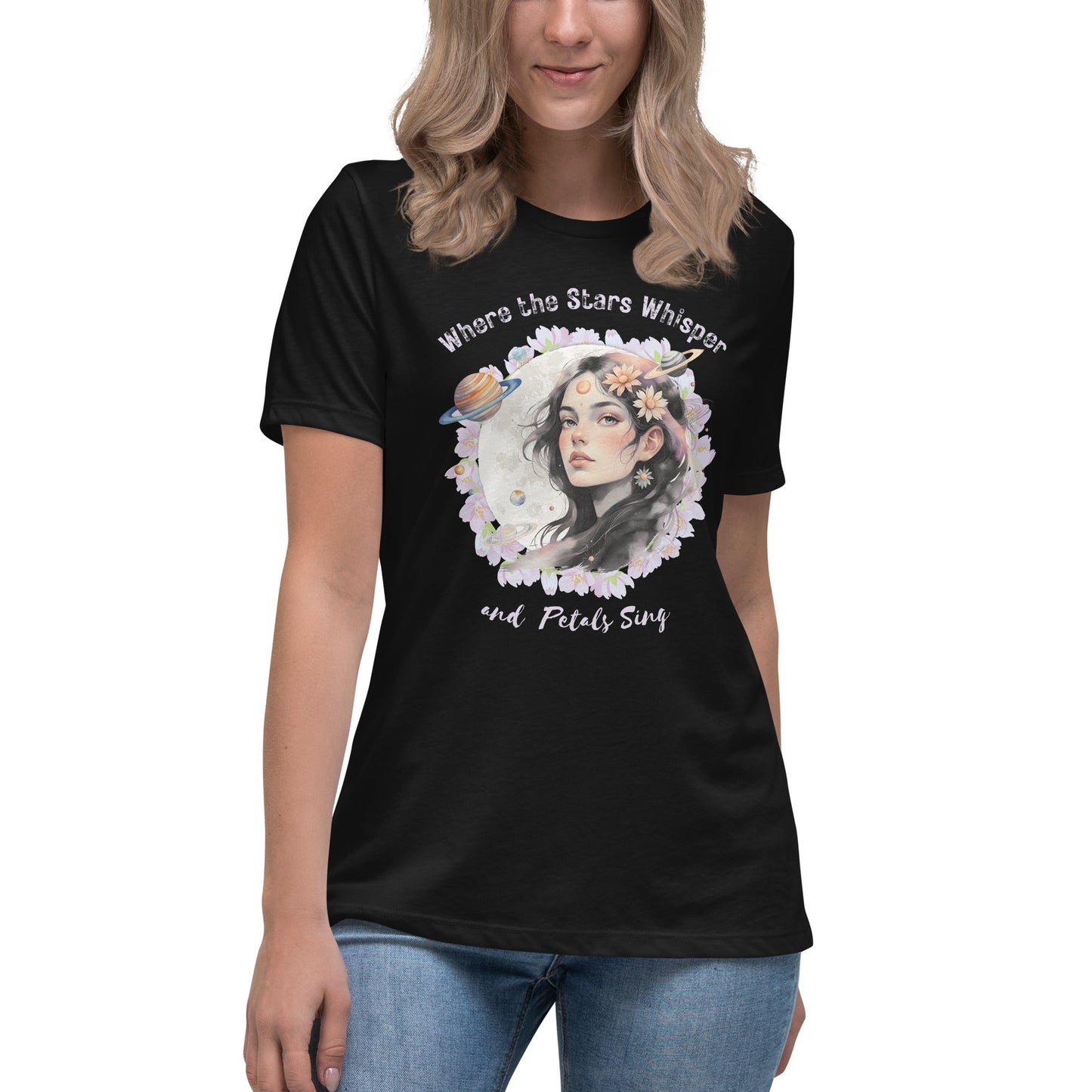 Where the Stars Whisper Women's Relaxed Graphic Print Bella + Canvas T-Shirt DAME BOHEME