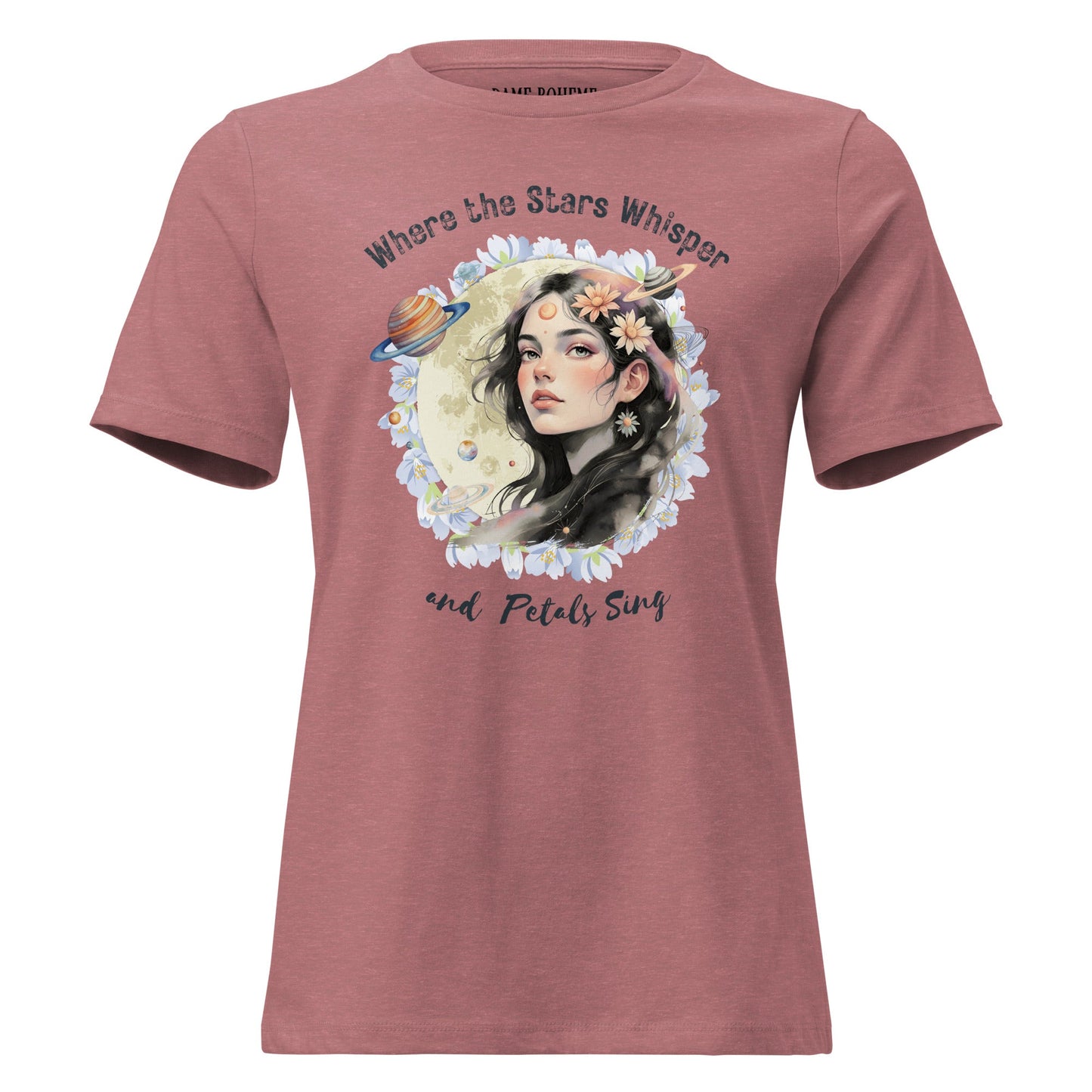 Where the Stars Whisper Women's Relaxed Graphic Print Bella + Canvas T-Shirt DAME BOHEME